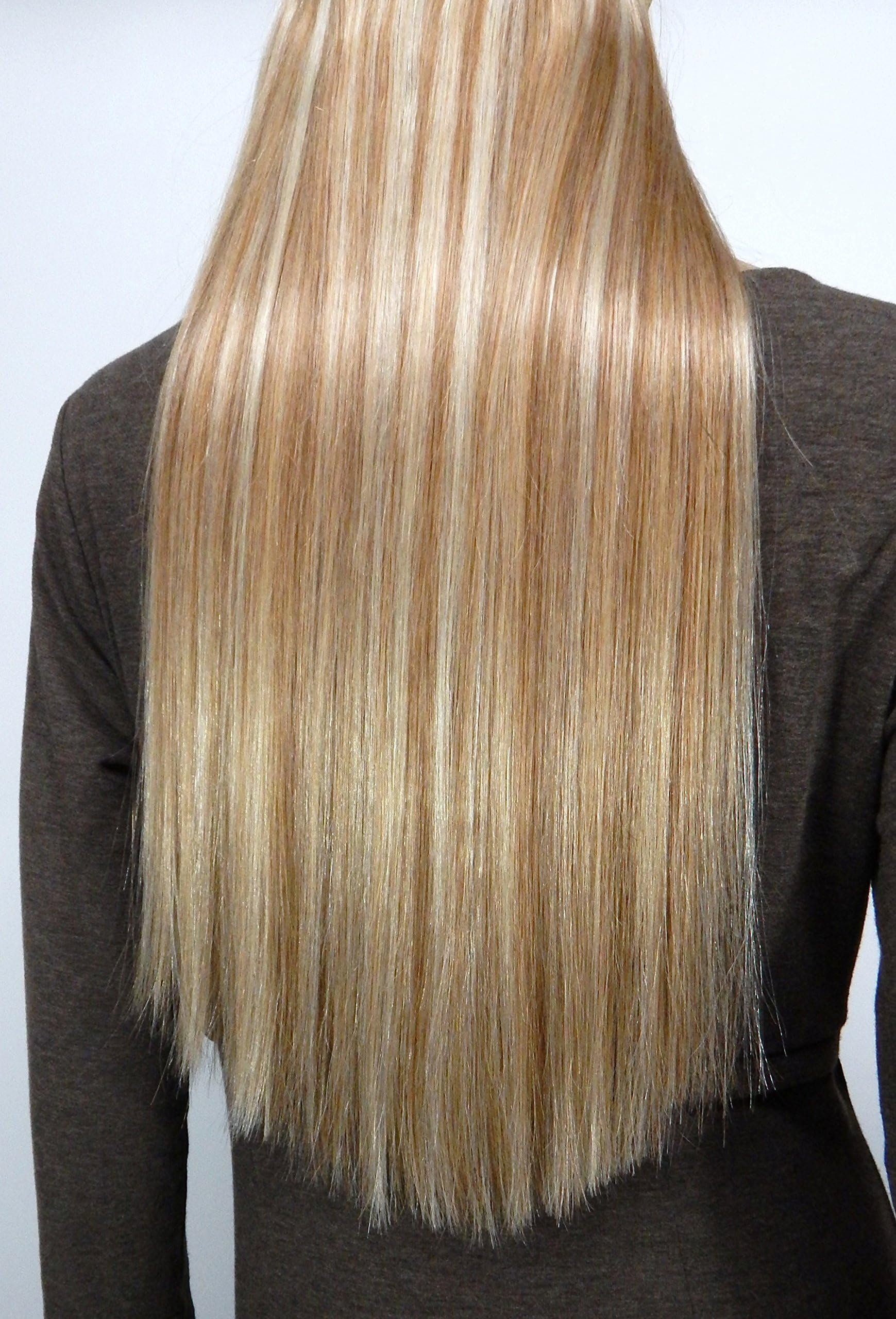 Halo - Flip in 100% Remy Human Hair No Clips, No glue, No Tape, No Damage! Super EASY!. 10 Colors to choose from. (20 Inch, 18/613 Blonde Mix)