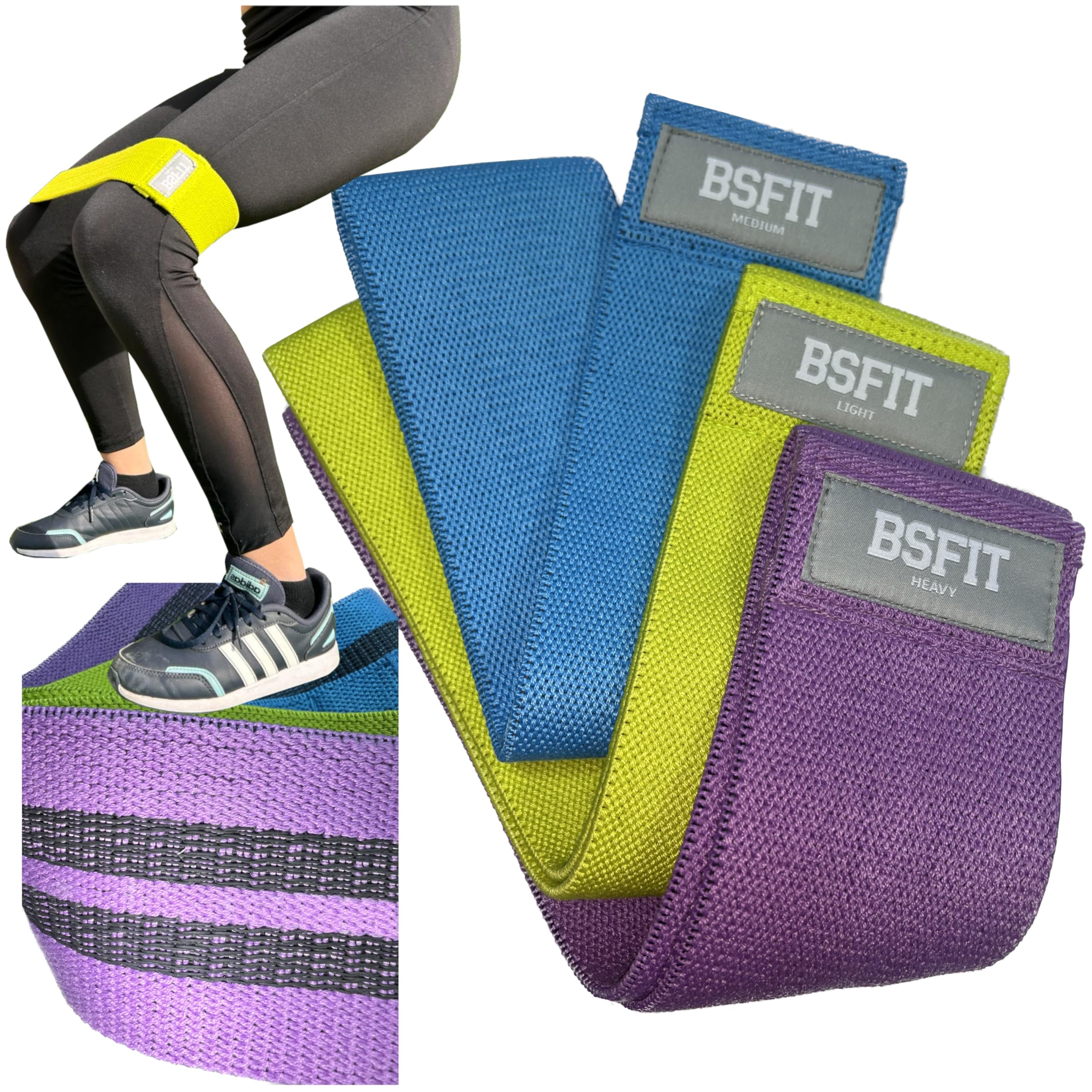 Kit Kettlebell BSFIT con Bandas Circulares de Resistencia – Pesa Rusa Antideslizante con Hip Bands Textiles para Glúteos, Piernas, Fitness, Cross Training y Entrenamiento en Casa