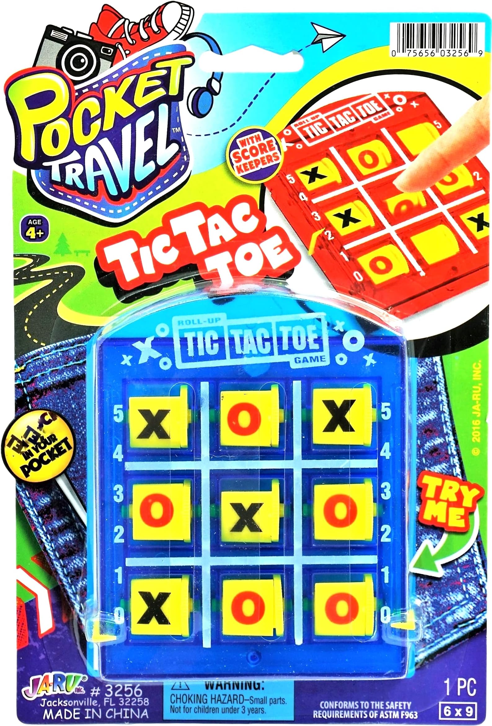 JA-RU Portable Tic Tac Toe (1 Pack) Classic Mini Board Games for Kids. Pocket Travel Size. Party Favor Birthday Stocking Stuffer. 3256-1