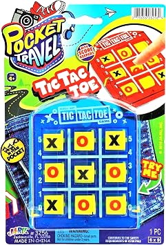 JA-RU Portable Tic Tac Toe 1 Pack Classic Mini Board Games for Kids. Pocket Travel Size. Party Favor Birthday Stocking Stuffer. 3256-1