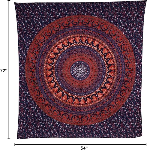 Miniatura 8 de Bless International Indio-hippie-gitano Bohemio-psicodélico Algodón mandala tapiz colgante de pared multicolor Gran mandala hippie tapiz (azul