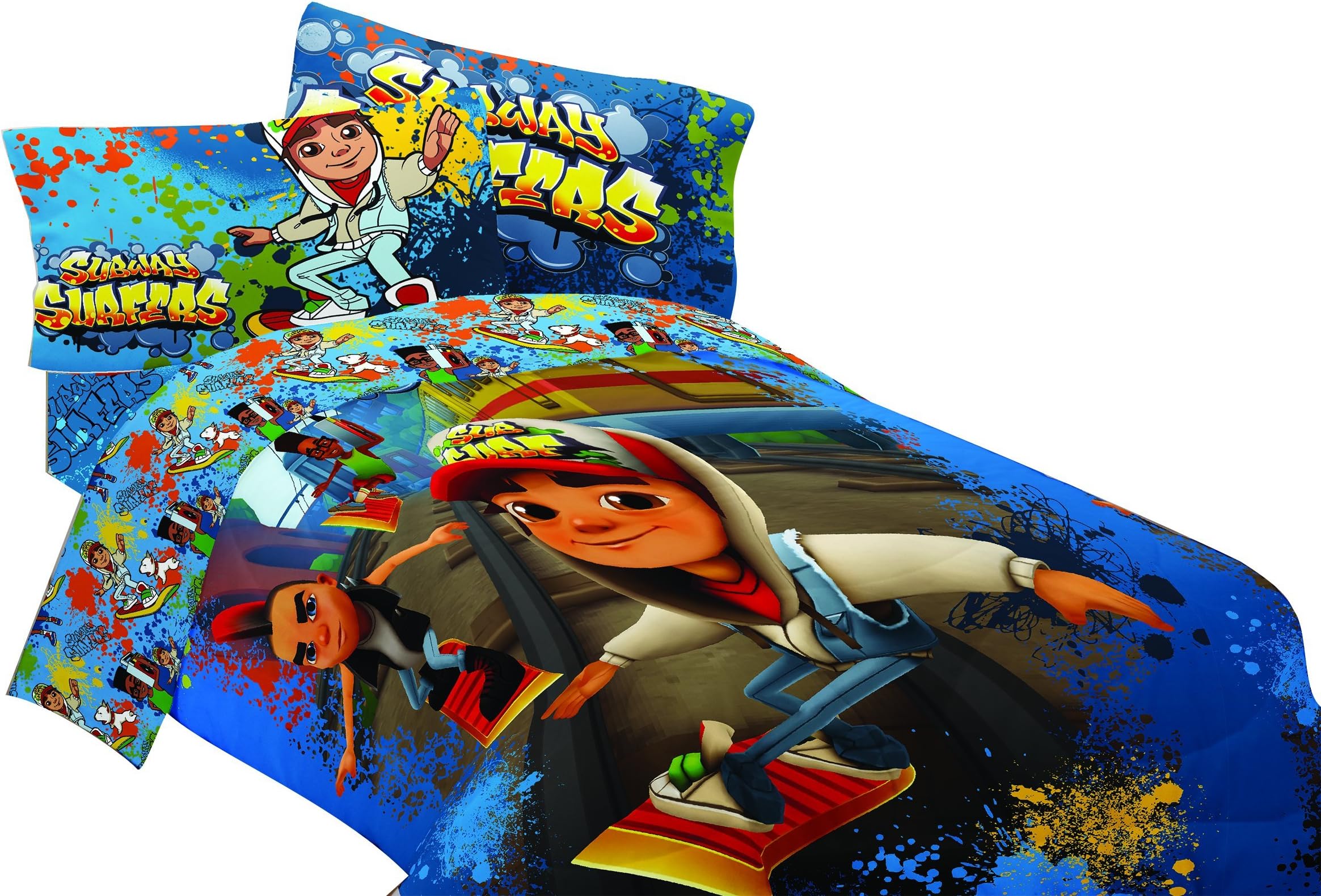 Subway Surfer Riding Away 64" x 86" Microfiber Comforter, Twin