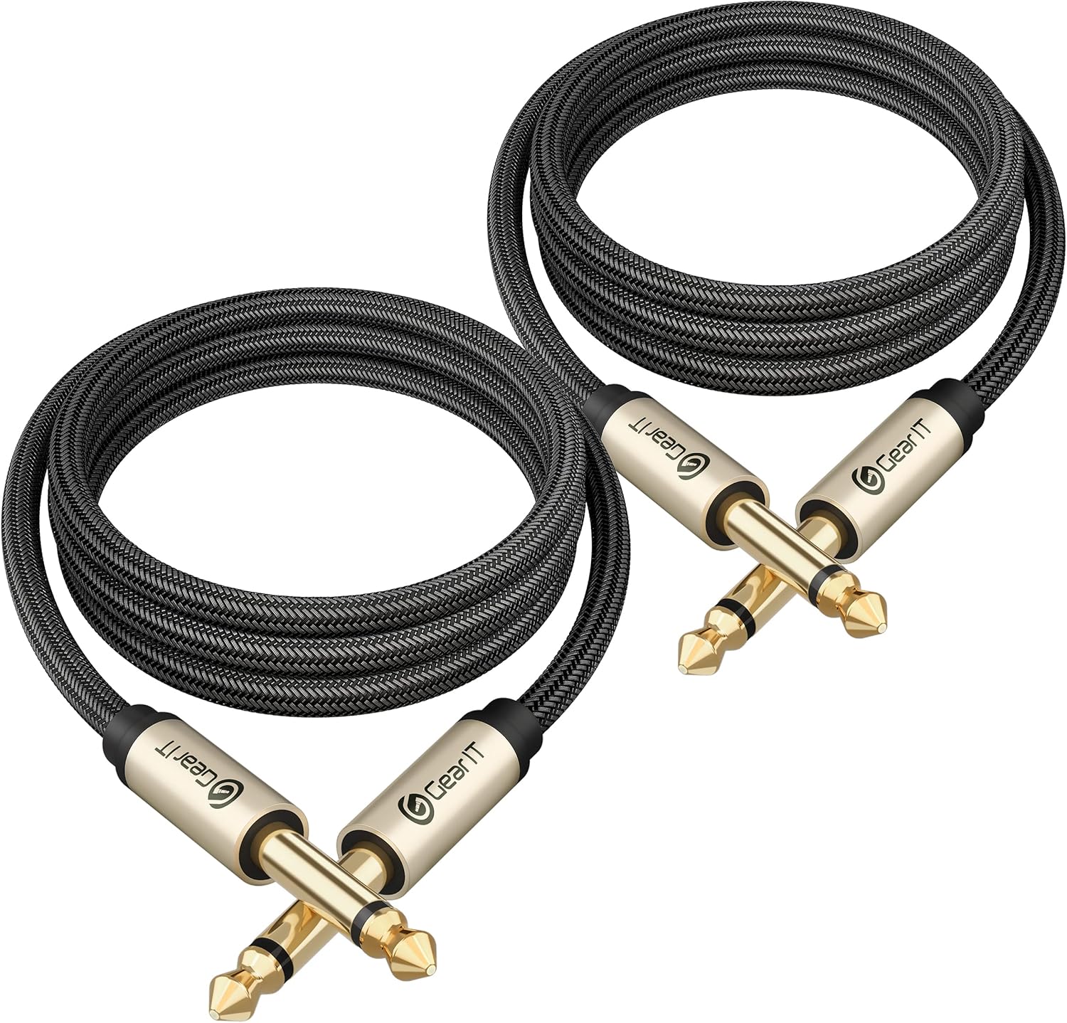 GEARit Guitar Instrument Cable (3ft 2-Pack) 1/4 Inch to 1/4 inch TS Straight Male to Male 6.35mm Mono Jack with Alloy Connector and Nylon Braid (3 Feet (2-Pack)) Thumbnail