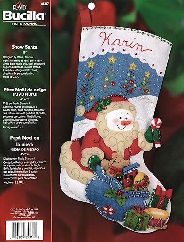 Bucilla MUSICAL Fieltro Apliques Navidad Calcetín Kit SNOWMAN SANTA disponible en Yaxa Colombia