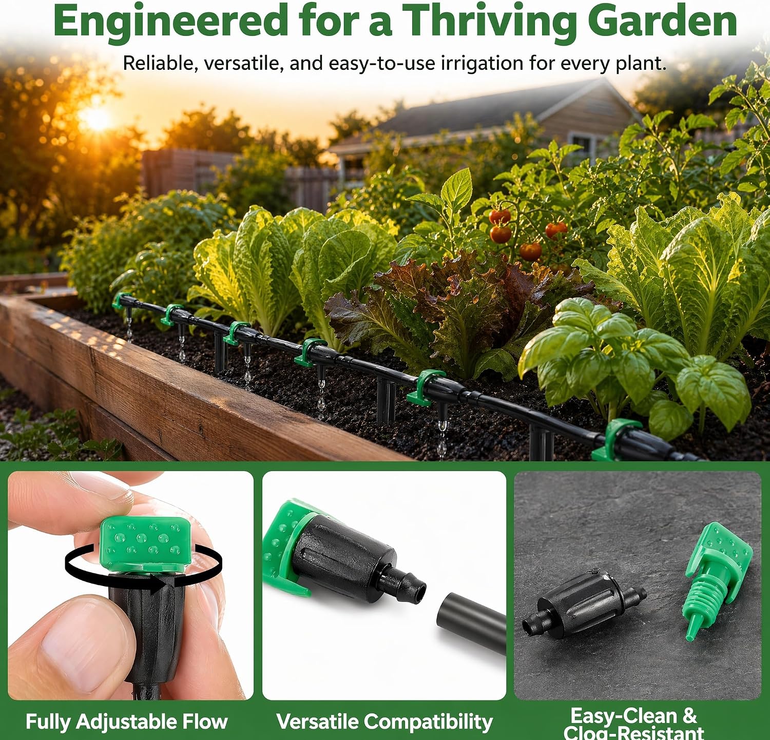 10Pcs Adjustable Drip Emitters 360° Rotatable Irrigation Drippers for 1/4" Tubing Garden Lawn Succulents Flower Watering System Automatic Flow Control Stakes Nozzle Bubbler Dripline