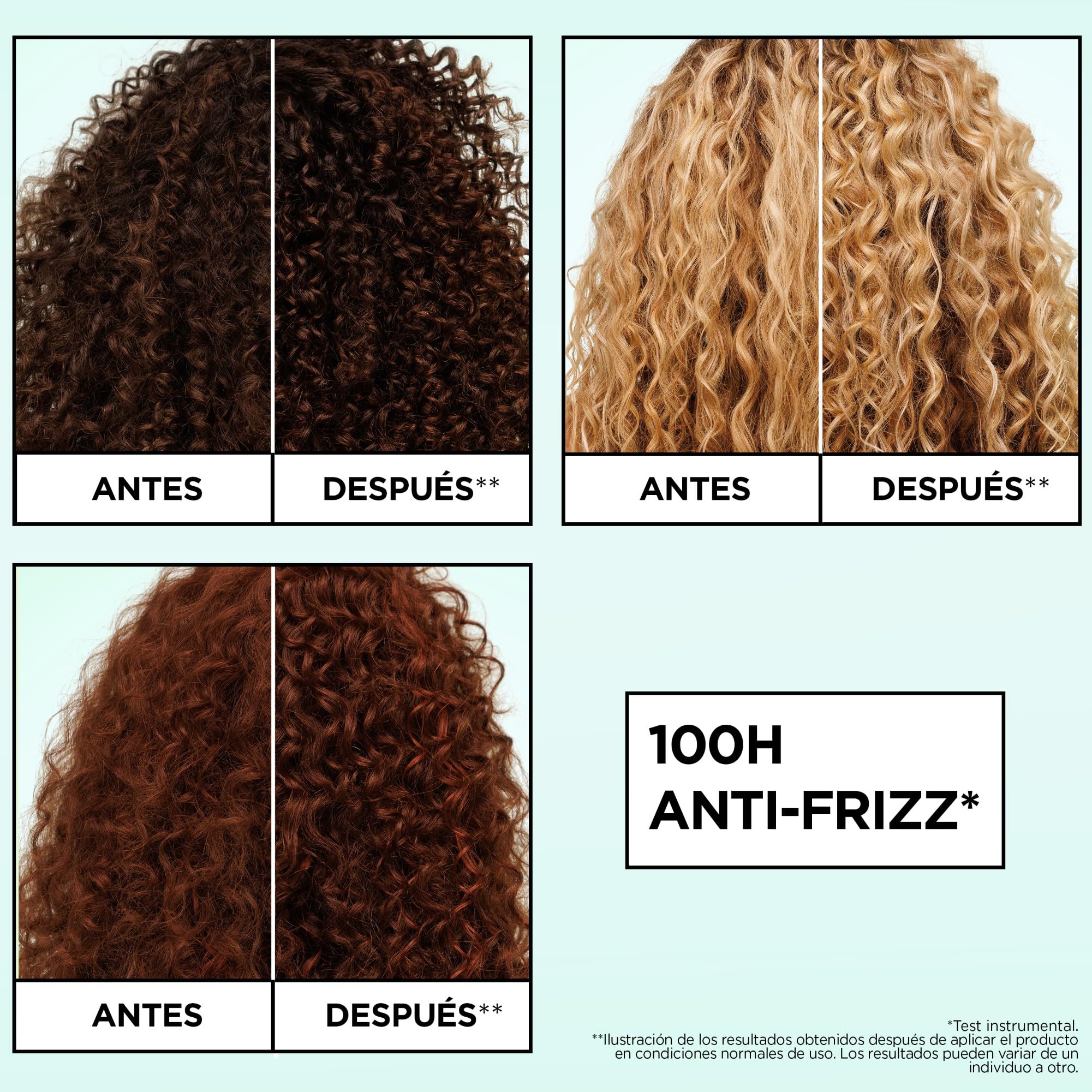 This version better: Garnier Fructis Método Rizos Crema Sin Aclarado, Todo Tipo de Rizos, 100H Anti-Frizz, Con Ácido Hialurónico y Manteca de Karité, Sin Sulfatos Ni Siliconas, Fórmula Vegana, 260 m