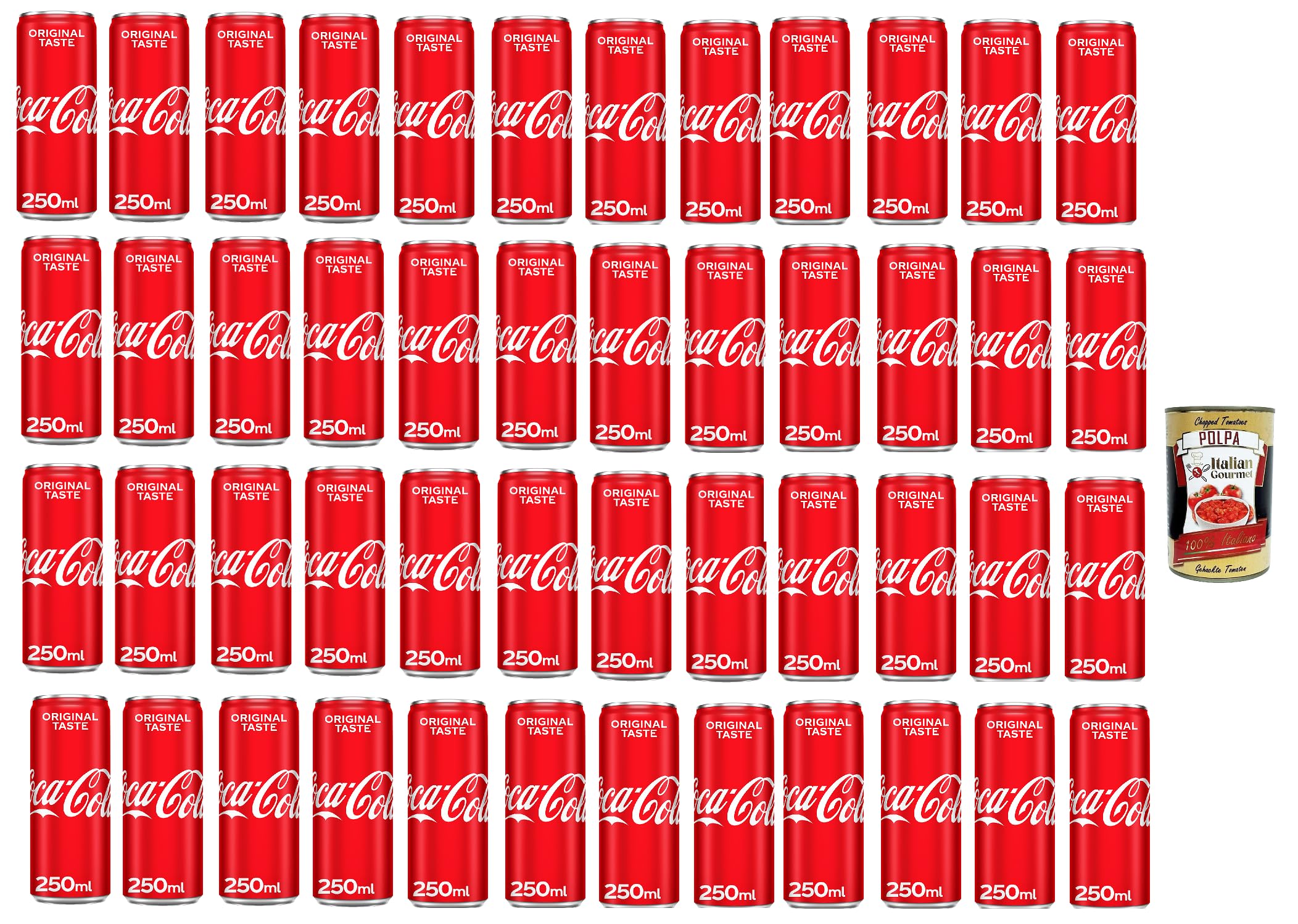 Italian Gourmet Cola Original bevanda gassata 48 x 250ml Mini-Dosen | Kohlensäurehaltiges Erfrischungsgetränk, gusto classico in lattine pratiche, Gesamtnettogewicht 12 L + Kostenlos Polpa 400g