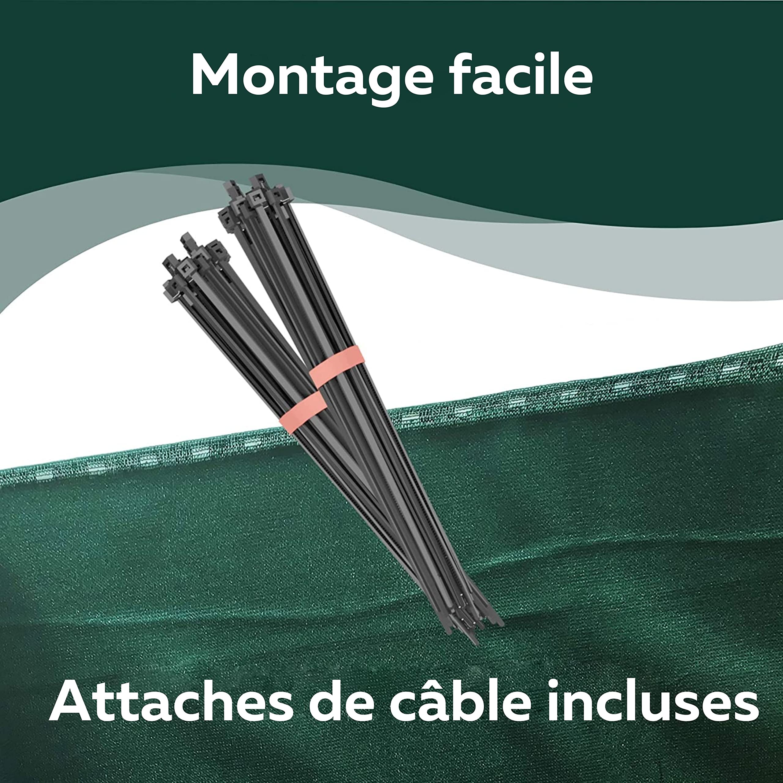 Brise-vue - Tapis ombragé - Protection contre le vent - Avec attache-câbles - Différentes tailles 1,2 x 25 m vert foncé
