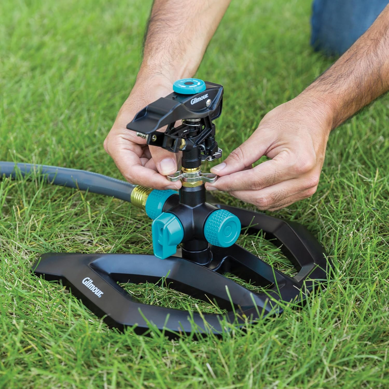 Gilmour Heavy Duty Circular Water Sprinkler, Rotating Sprinkler Head with Adjustable Spray Pattern, Lawn Sprinkler for Large Area Coverage