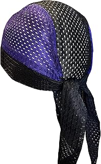 Stretch Mesh Sport Easy Tie Du-rag Purple & Black