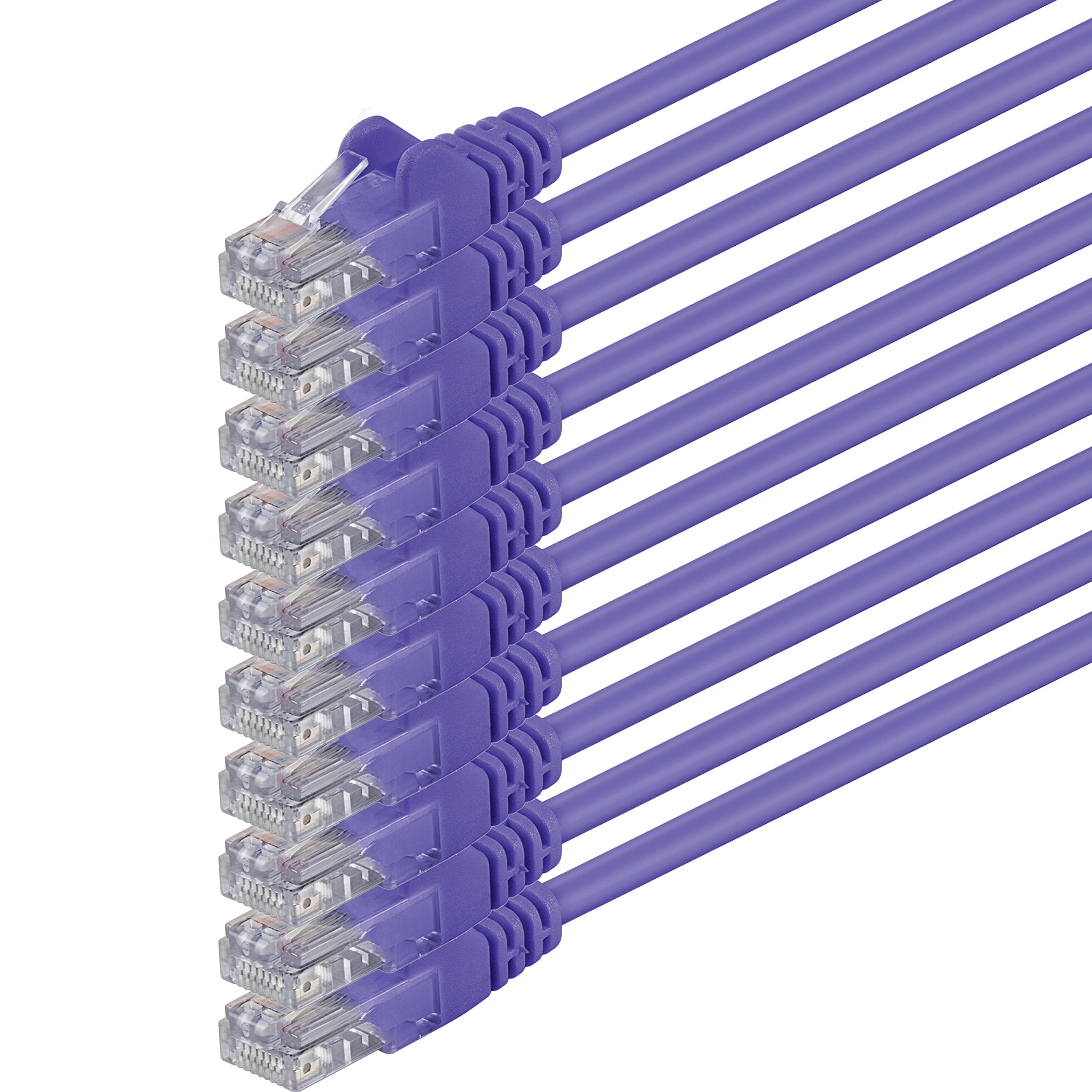 1aTTack.de 0,25m - violett - 10 Stück - (PACK) - CAT.6 CAT6 Ethernet-Lan-Netzwerk-Kabel 1000 Mbit/s Patchkabel