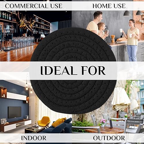 Miniatura 5 de Juego de 4 posavasos tejidos de algodón, posavasos marrones para protección de mantel, bonitos posavasos para bebidas, decoración del hogar,