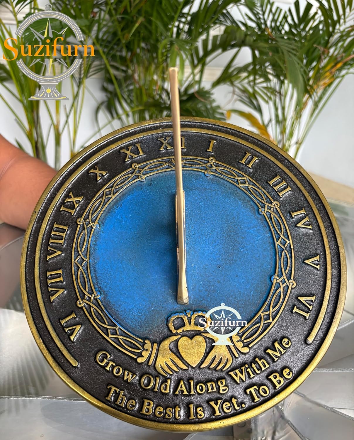 Solid Metal Sundial Grow Old with Me Garden Sundial
