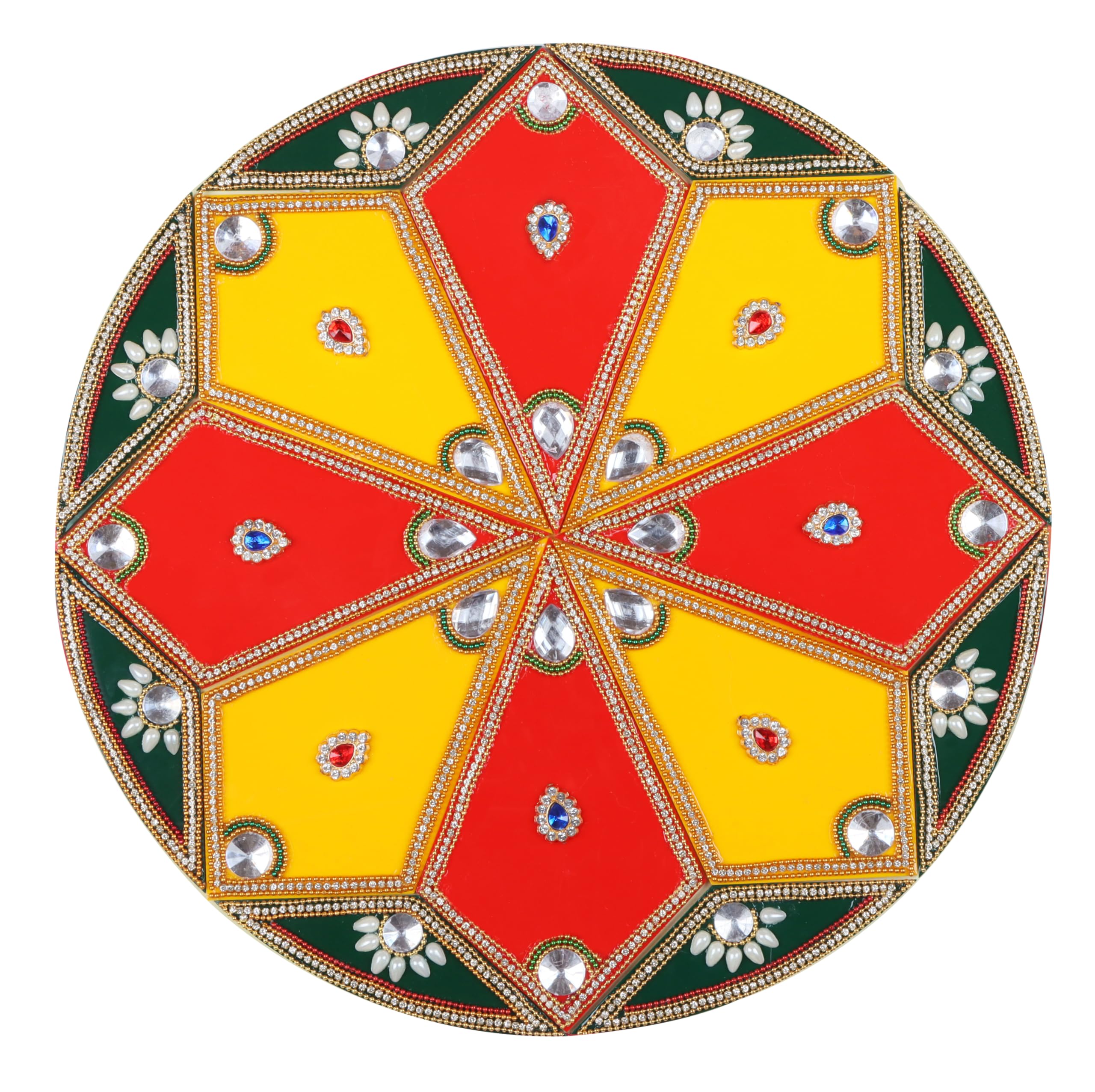 CHERKRAFT Big Size Diwali Acrylic Rangoli Stencils Handmade Rangoli Sticker Home Decor Floor Decorative Stones 15 Inches (Design 5)