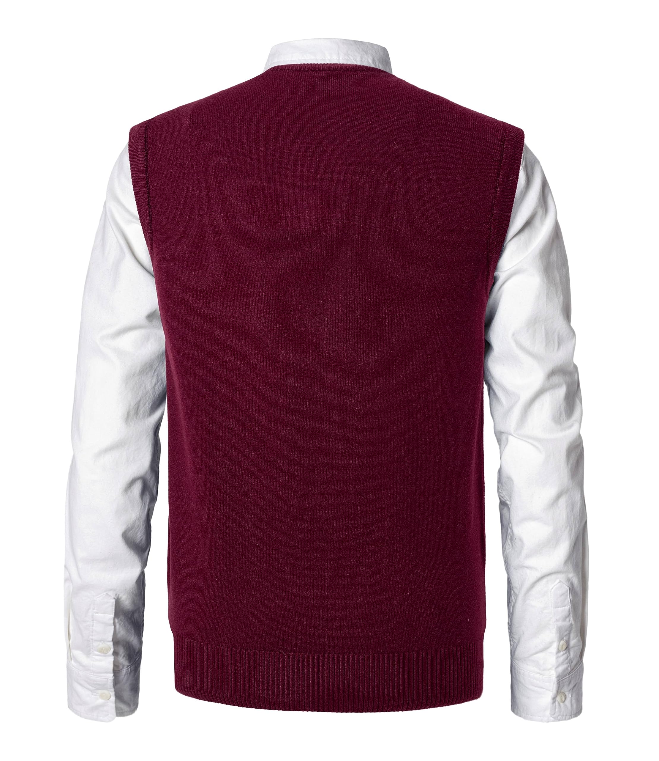 Homme Gilet en Laine Unie Col V Wool Pull sans Manche Automne Hiver Col V Gilet Classique Gentleman Tricots Cardigans Couleur Pure Pulls et Gilets en V Débardeurs Slim Fit
