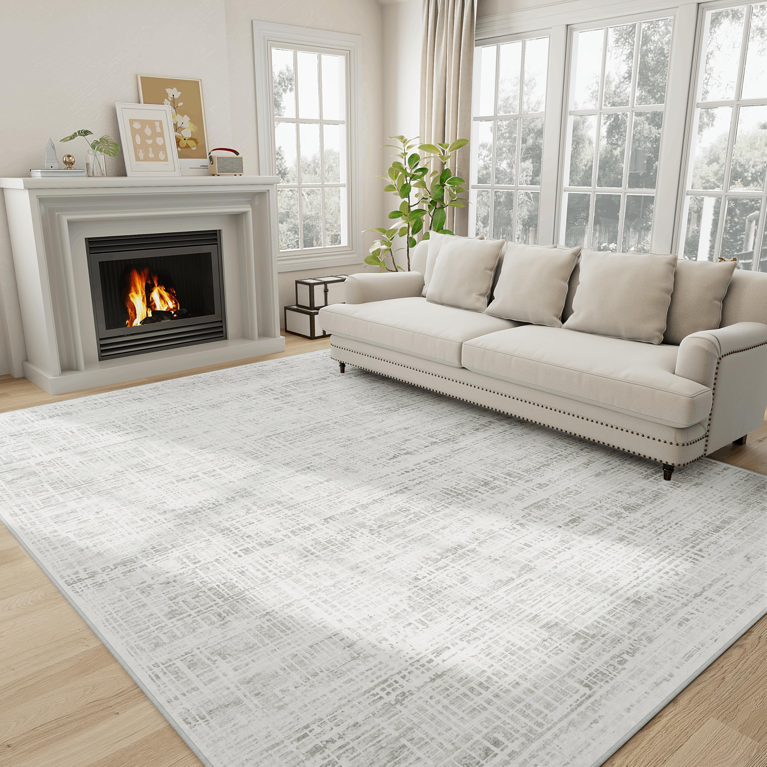 5x7 Area Rugs Washable Rug: Anti-Skid Abstract Modern Living Room Rug Soft Thin Carpets Indoor Floor Non-Shedding Carpet for Bedroom Dining Farmhouse