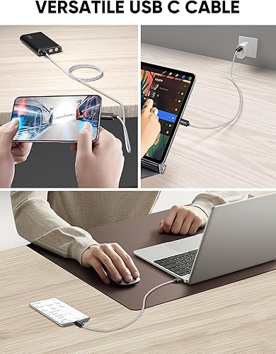 Miniatura 7 de CableCreation Cable corto USB a USB C de 6 pulgadas, carga rápida USB A a USB C, cable trenzado USB C macho a USB macho para banco de energía,