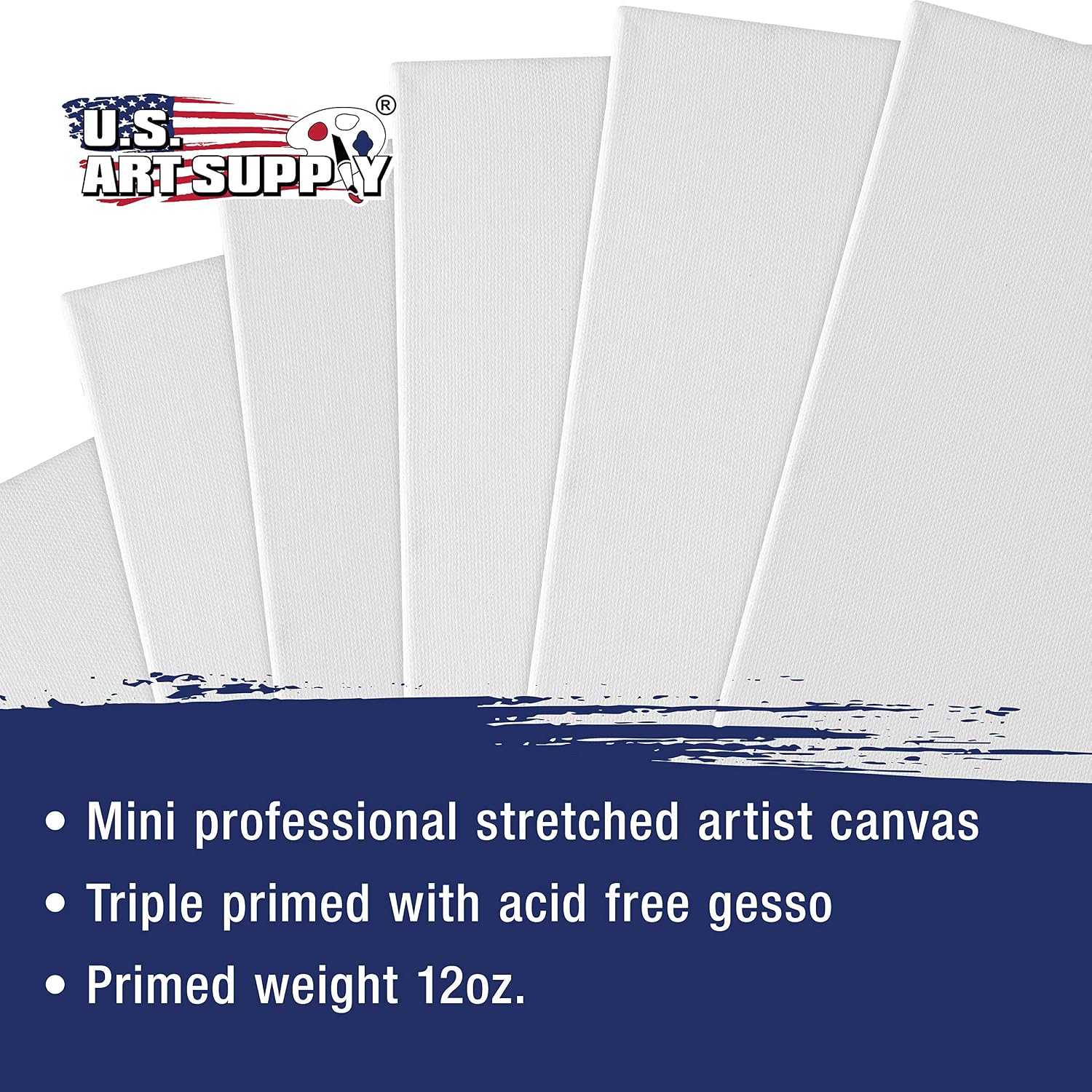 U.S. Art Supply 4x4 Mini Canvases for Painting, 24 Pack Bulk Small Stretched Artist Canvas Professional Primed - Ideal for Arts & Crafts