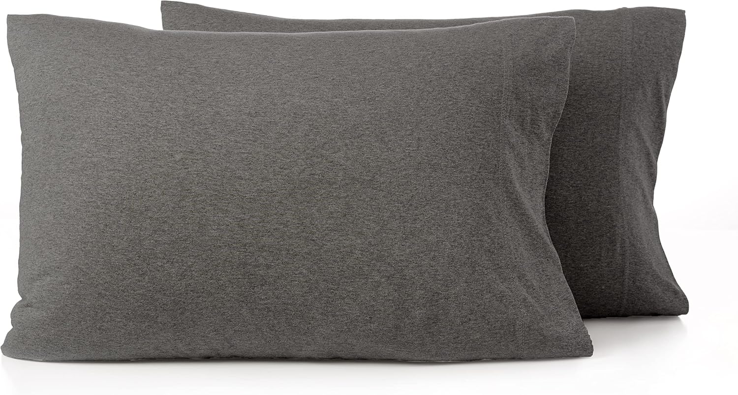 Road Trip America Jersey Sheets Set - 100% Cotton 2 Set 4 Pieces Each Queen Set T-Shirt Soft Knit Stretchy Bed Sheets All Seasonal and Deep Pockets Certified by Oeko-TEX (Light & Dark Heathered Grey)