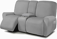 Vista 28 de ULTICOR Fundas para Sofá Reclinable de 8 Piezas, Fundas Elásticas de Hilo Teñido para Sofá Reclinable de 3 Cojines, Fundas Deslizables para Sofá