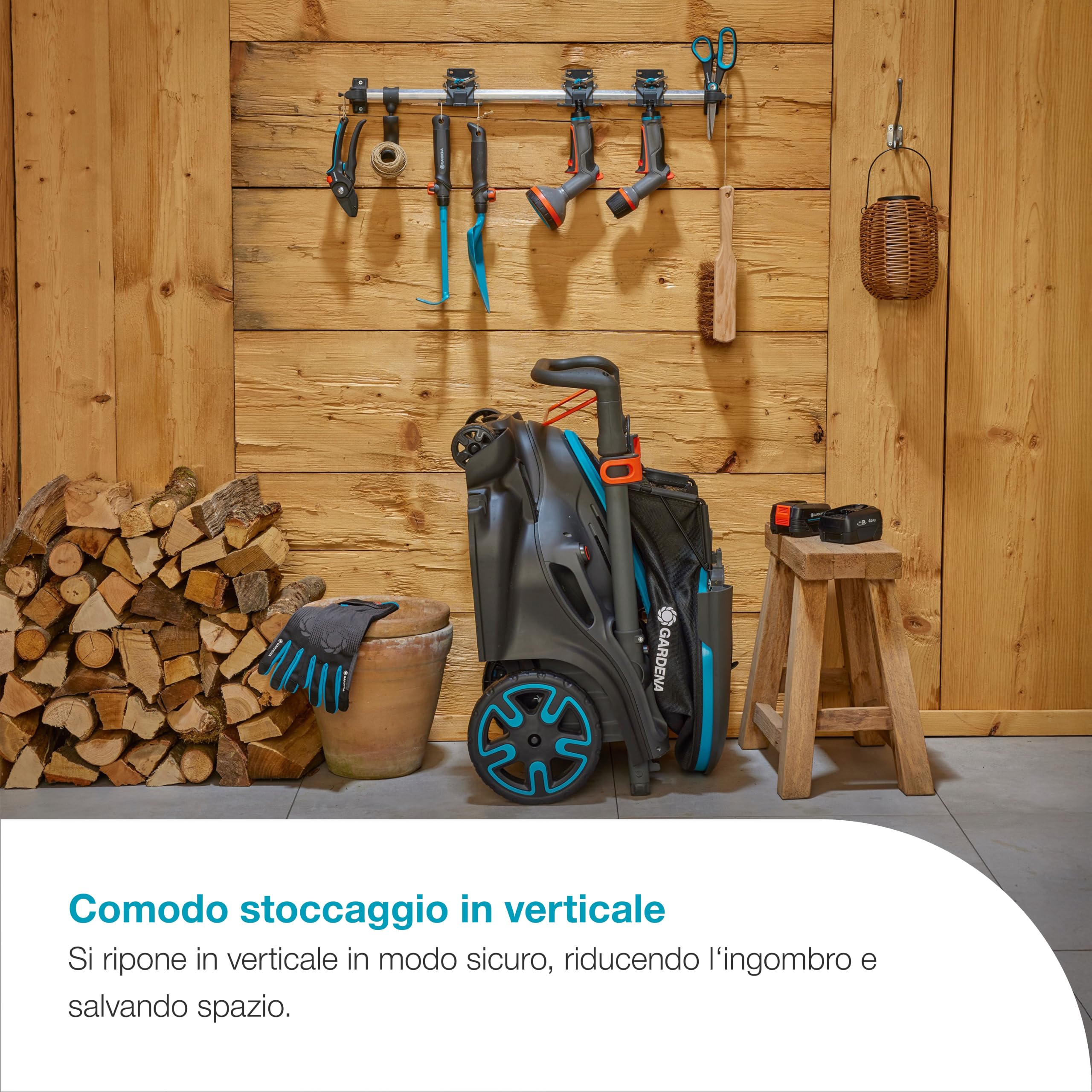 Gardena Rasaerba A Batteria Powermax Duo 46/36V P4A Solo: Prestazioni elevate, Due dischi di taglio, Per spazi stretti, Power Boost, Senza fili (14646-55)