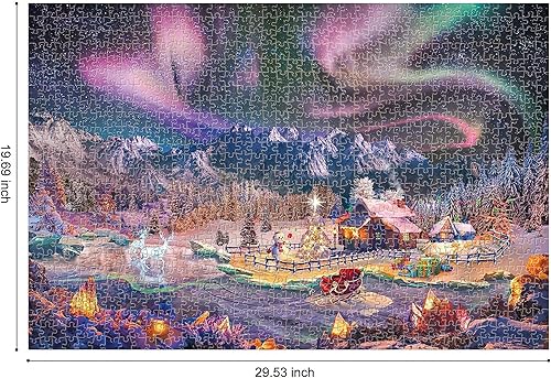 Miniatura 5 de Lavievert Tablero de rompecabezas para hasta 1,500 piezas + 1000 piezas (Noche de nieve y Aurora)