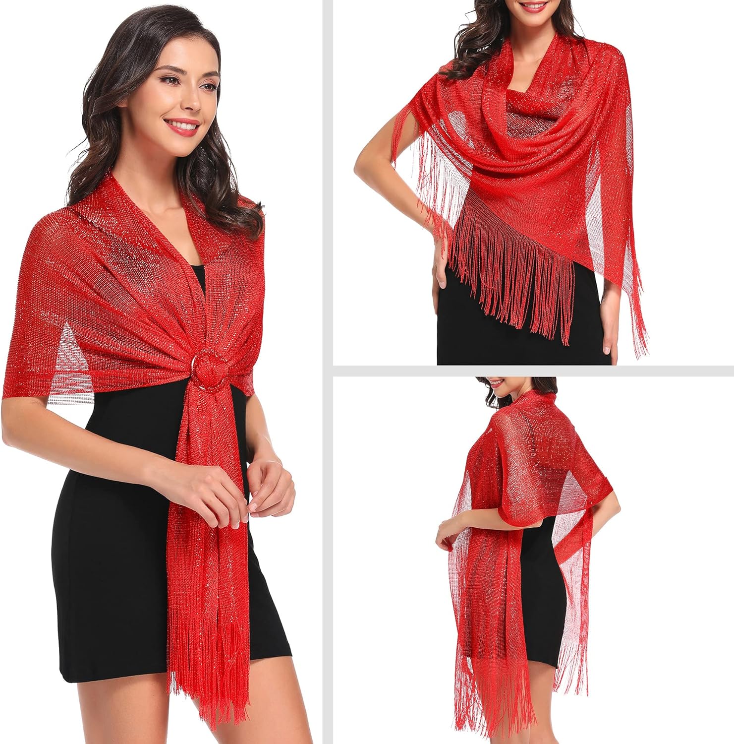 vimate Sparkling Metallic Shawls and Wraps for Evening Party/Wedding/Formal Dresses (With Free Buckle) - Image 3