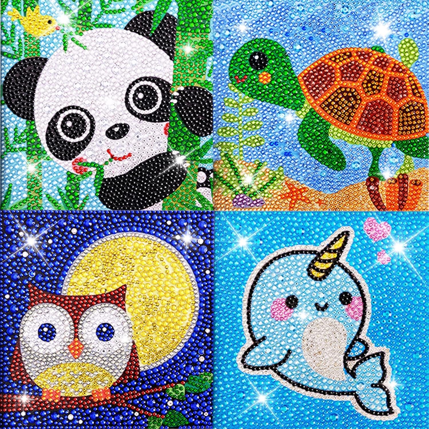 Ausbond 5D Art Painting Kits for Kids, 4 Pcs Art and Crafts for Kids Ages 8-12, Art Supplies Easy DIY Craft Set Painting Kit for Beginners, Gem Art