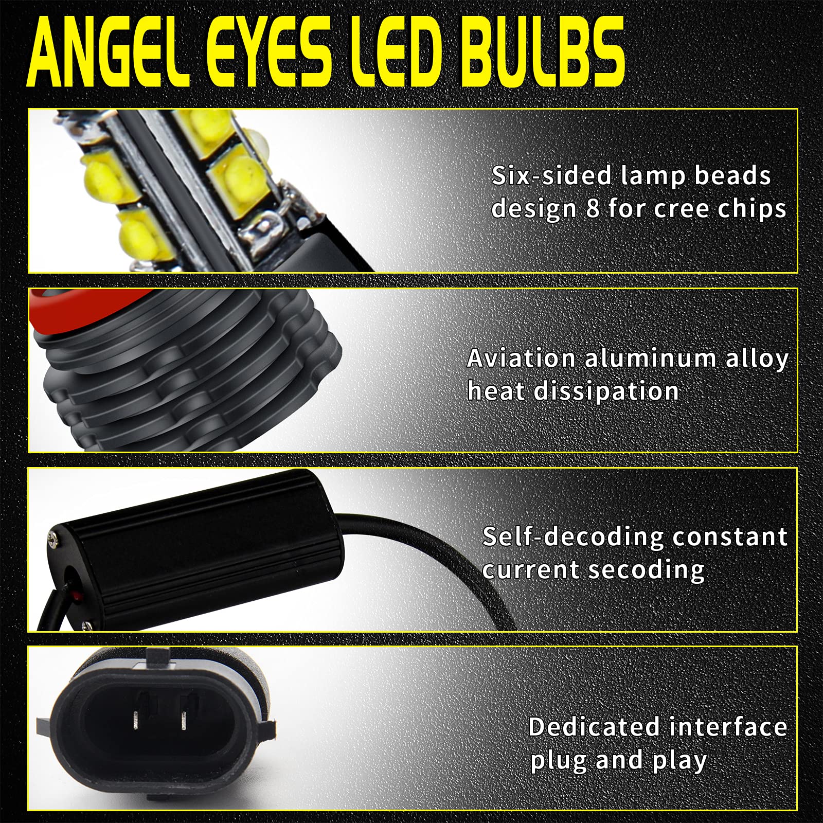 OPP ULITE Ampoule yeux d'angle de voiture H8 40W yeux d'ange phare Halo anneau LED ampoules de marqueur Canbus sans erreur blanc xénon pour E92 E87 E82 E90 E93 E70 E71 (2 pièces)
