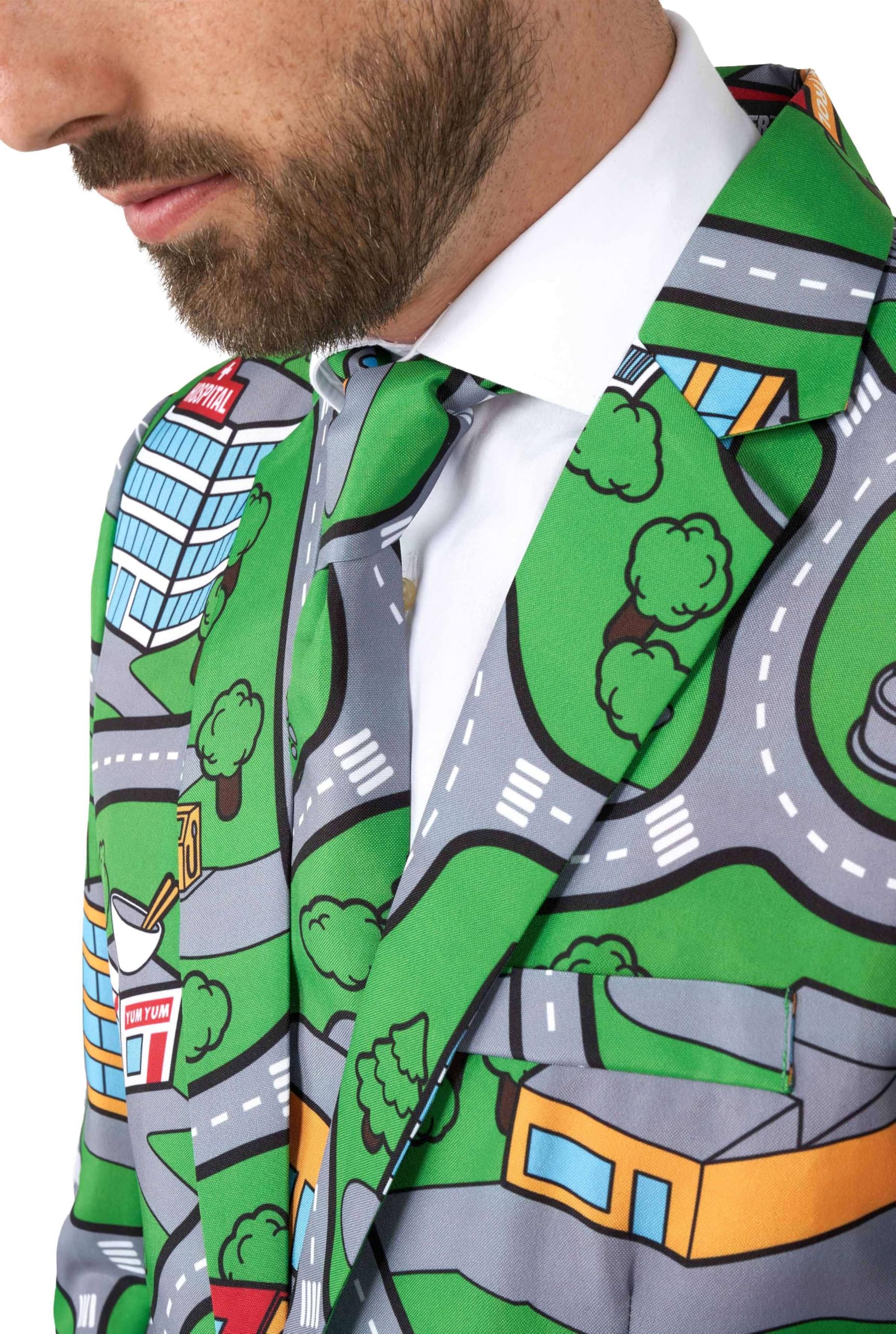 Suitmeister Herrenanzug Carpet City Green - Outfit - inklusive Blazer, Hose und Krawatte - Grün