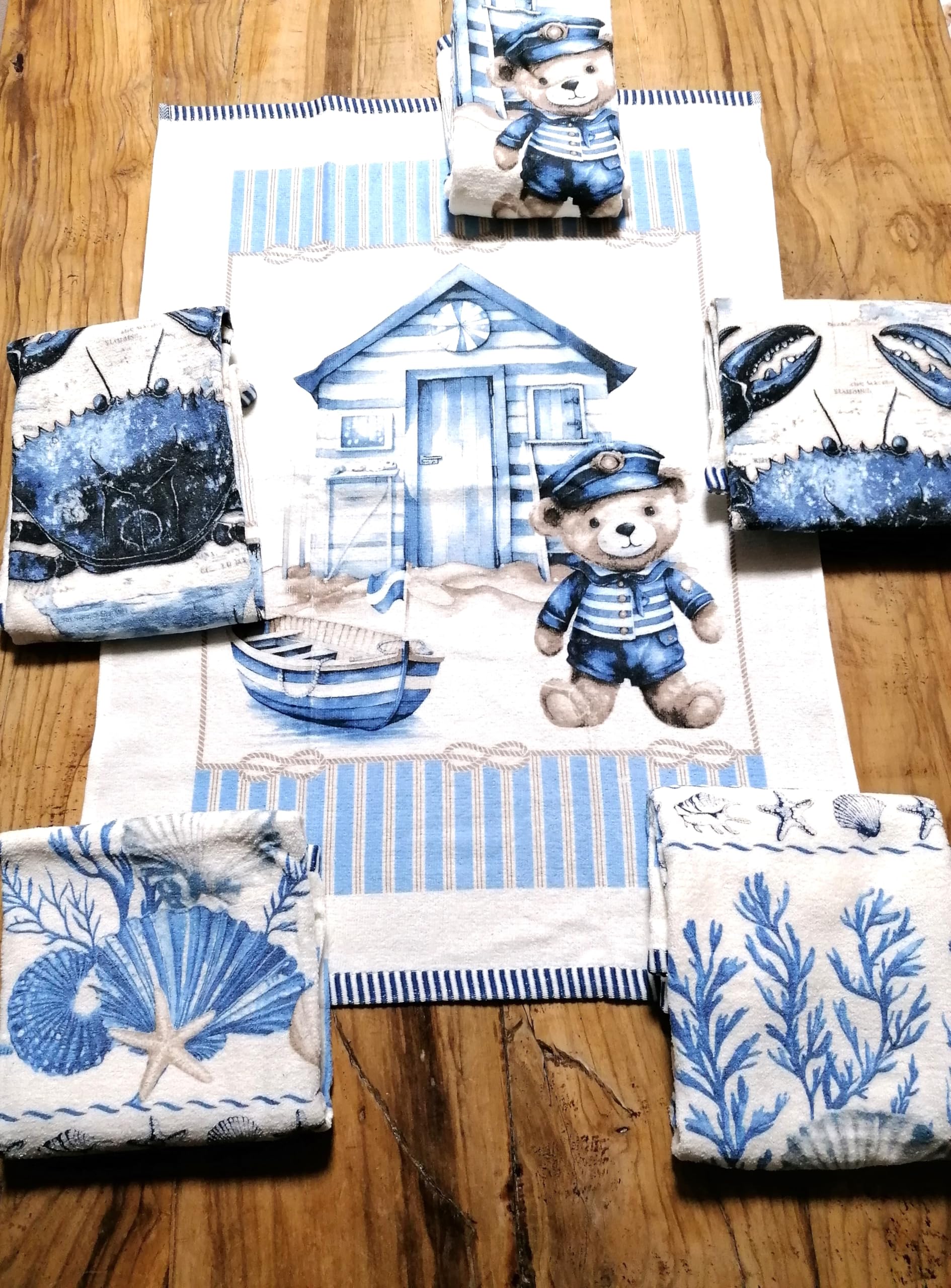 NOVITA!!!! Strofinacci in Spugna di COTONE 100% COUNTRI Fantasia MARE pezzi 6 mis.50x70cm.CON PASSANTE FACILE da APPENDERE !!!!