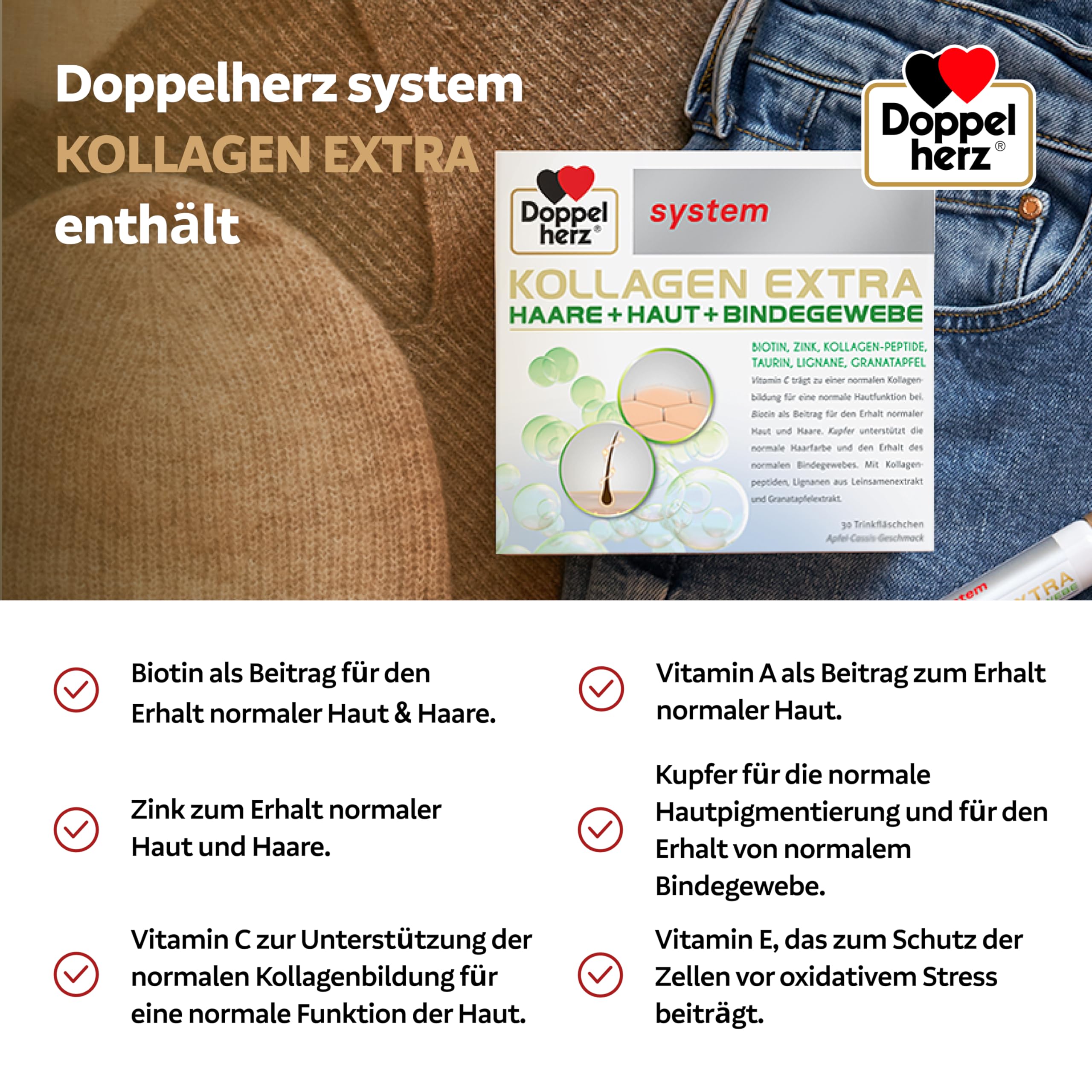 Doppelherz Kollagen Extra system Haare, Haut und Bindegewebe Lösung, 30 Sztuka Butelka do picia