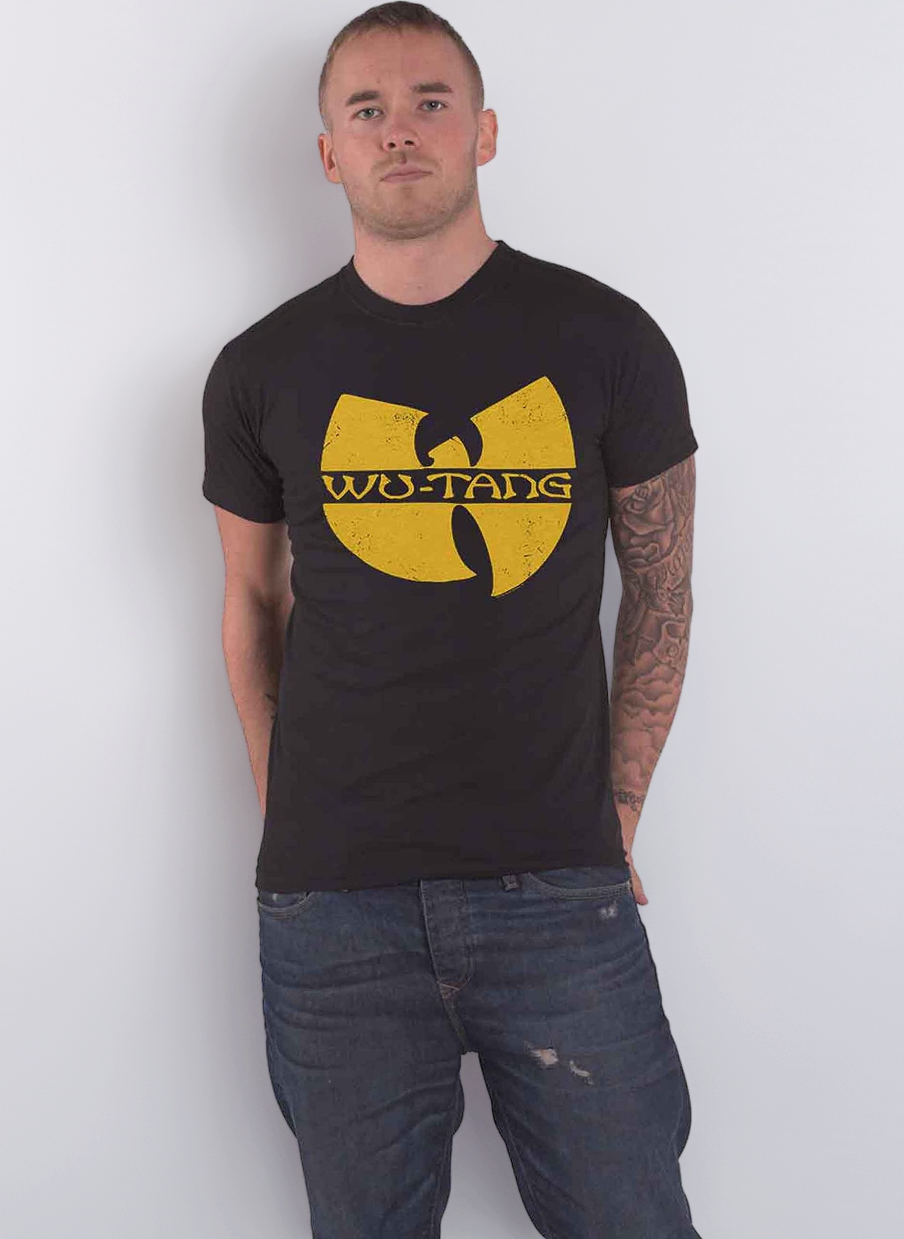 WU TANG CLAN Men's WU Tang Clan Logo Short Sleeve T-Shirt, Black, Large