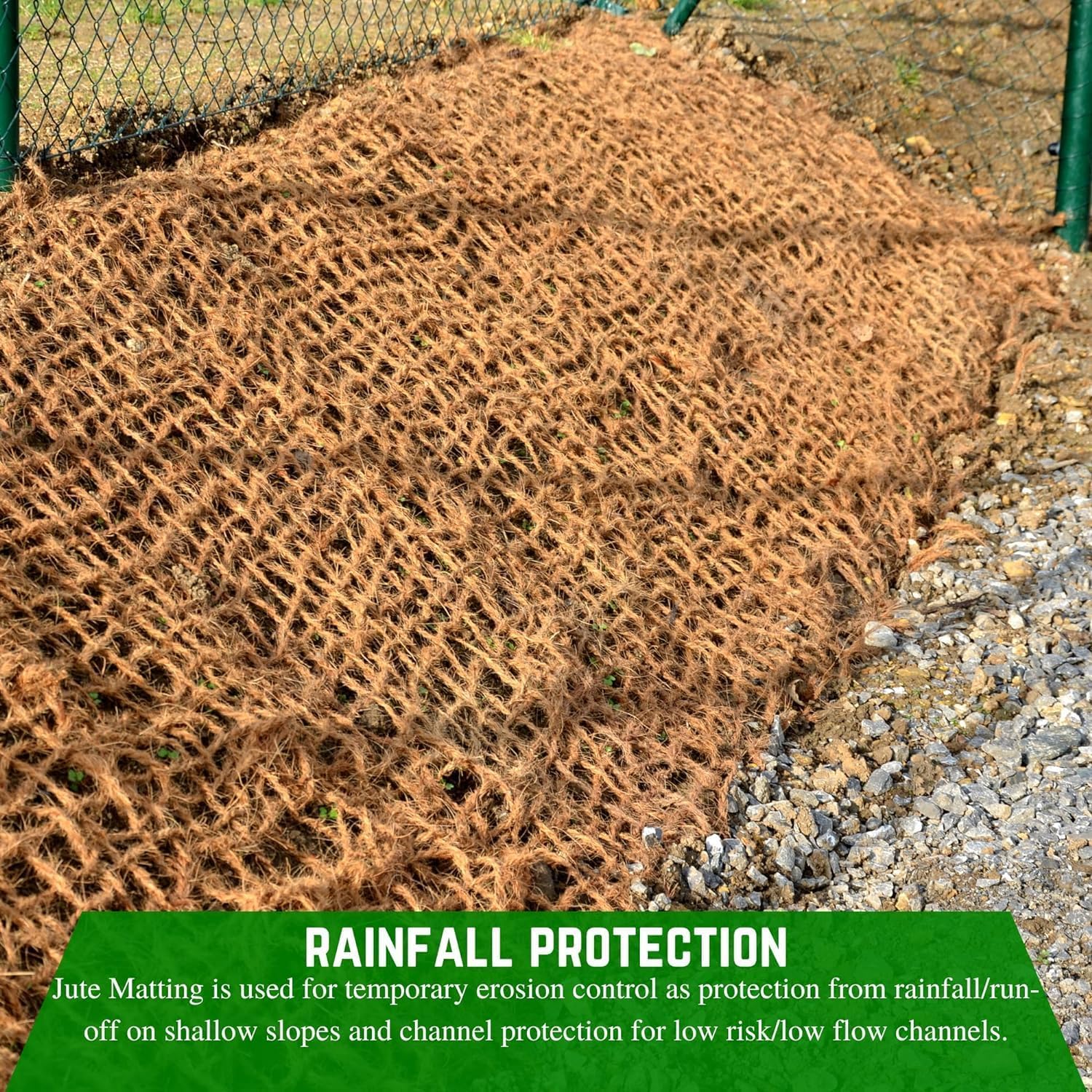 VBS - Jute Erosion Control Cloth - 4' x 225' - Soil Saver Mesh Blanket, Erosion Control Jute Netting, Jute Netting, Erosion Control, Biodegradable, Erosion Control Blanket
