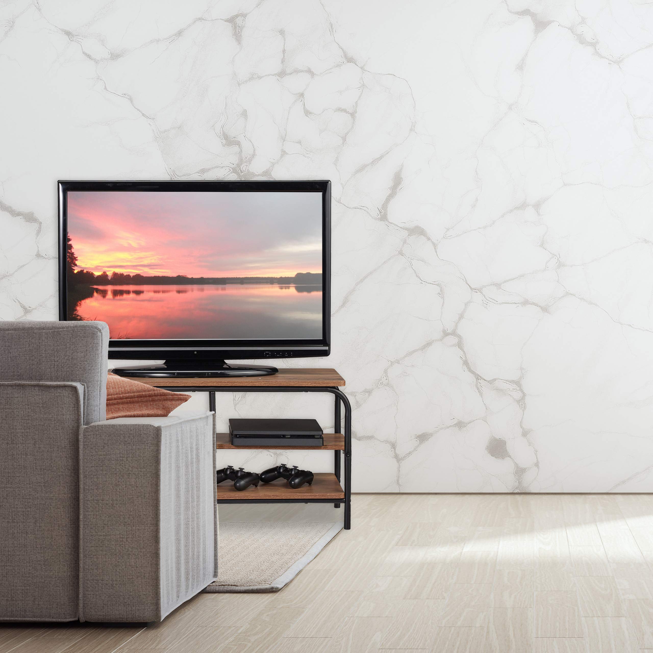 Relaxdays Mobile TV, Design Industriale, per Ricevitore, Spazio per CD & Dvd, Tavolino TV, HxLxP: 43x90x35 cm, Marrone