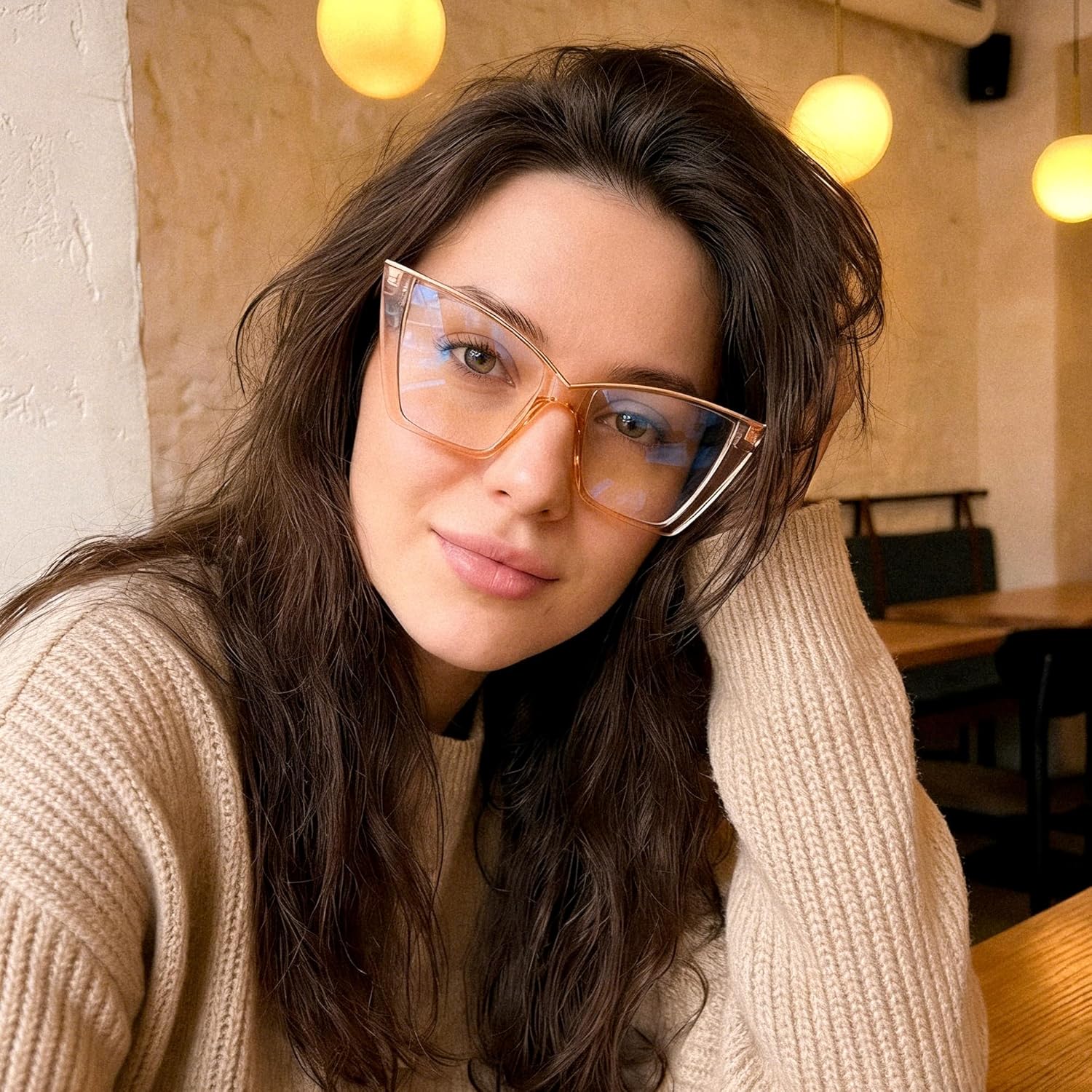 FEISEDY Fashion Cat Eye Blue Light Blocking Glasses for Women Fake Retro Eyeglasses Oversized Stylish Eyewear Frame B0240 - Image 3