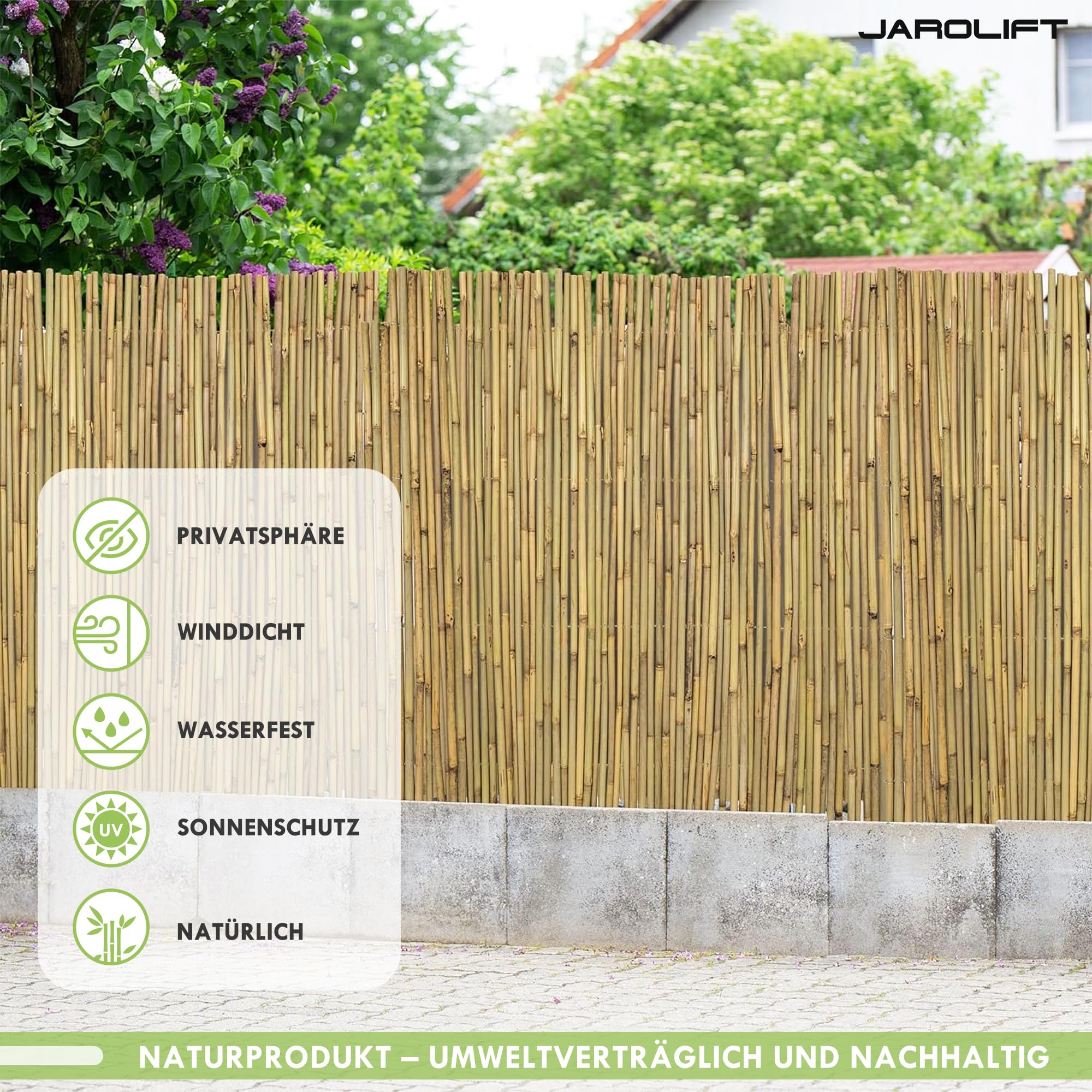 Jarolift Brise-Vue Bambou 140 x 300 cm Naturel
