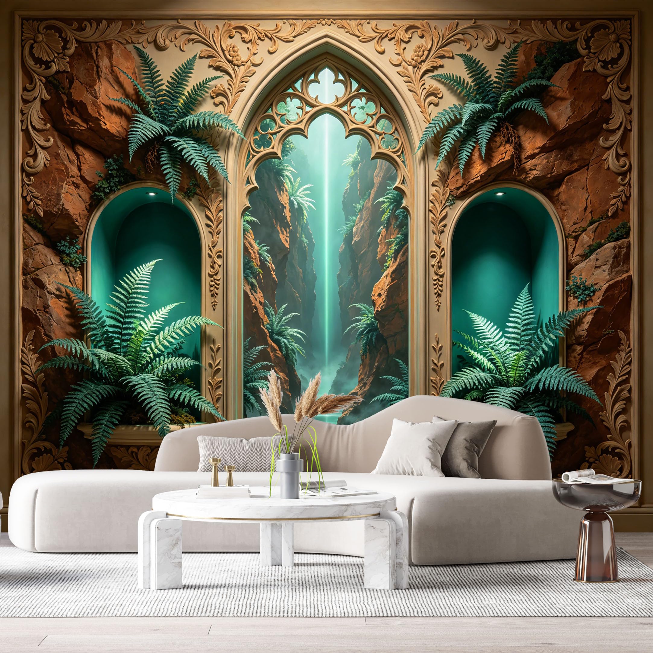 Custom Size Wall Murals Gothic Fantasy Canyon 3D Trompe L'Oeil SelfAdhesiveWall Fabric Removable Wallpaper Wall Decor for Living Room Bedroom Bathroom