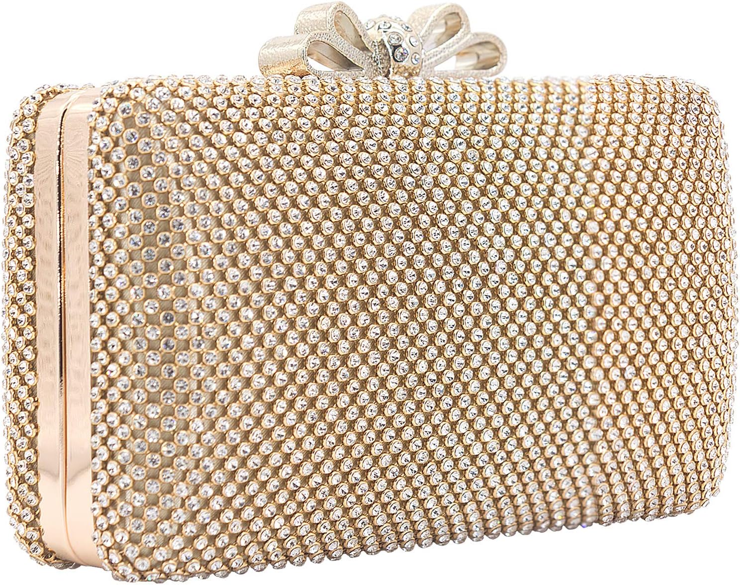 Dexmay Rhinestone Clutch Purse with Crystal Bow Clasp Evening Bag Wedding Party Dressy Handbag - Image 2