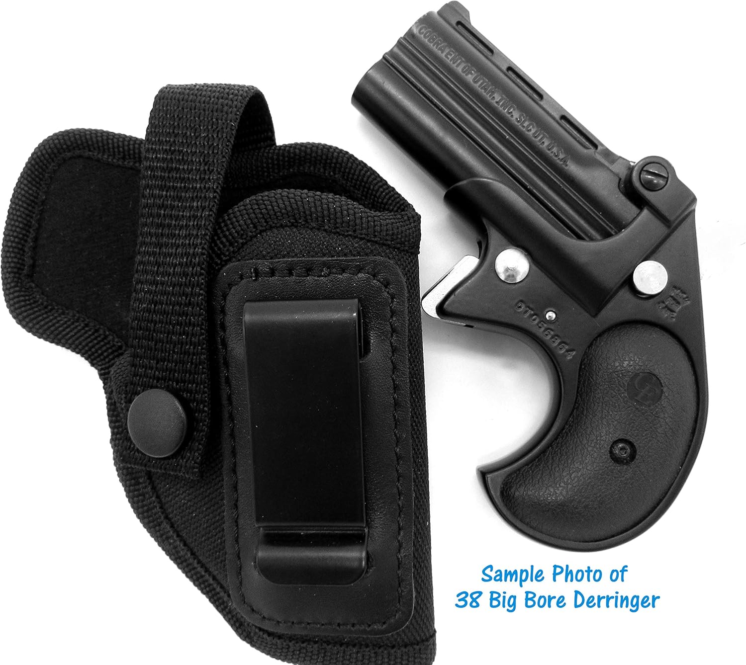 Right Hand IWB OWB Holster for Over/Under Big Bore Derringer (NO Trigger Guard), Cobra CB22 CB32M CB38, 2.75 Barrel