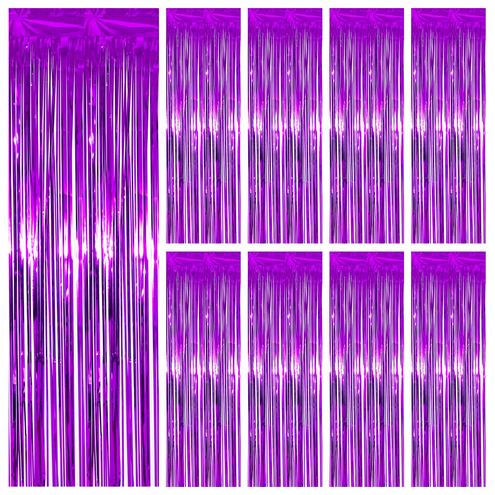 Sdfsdf 9 Pack 3.3x8.2 ft Foil Curtains Fringe Curtains Tinsel Backdrop Metallic Shimmer Curtains Photo Booth Props for Birthday Wedding Party Christmas Decorations (Purple), C-50