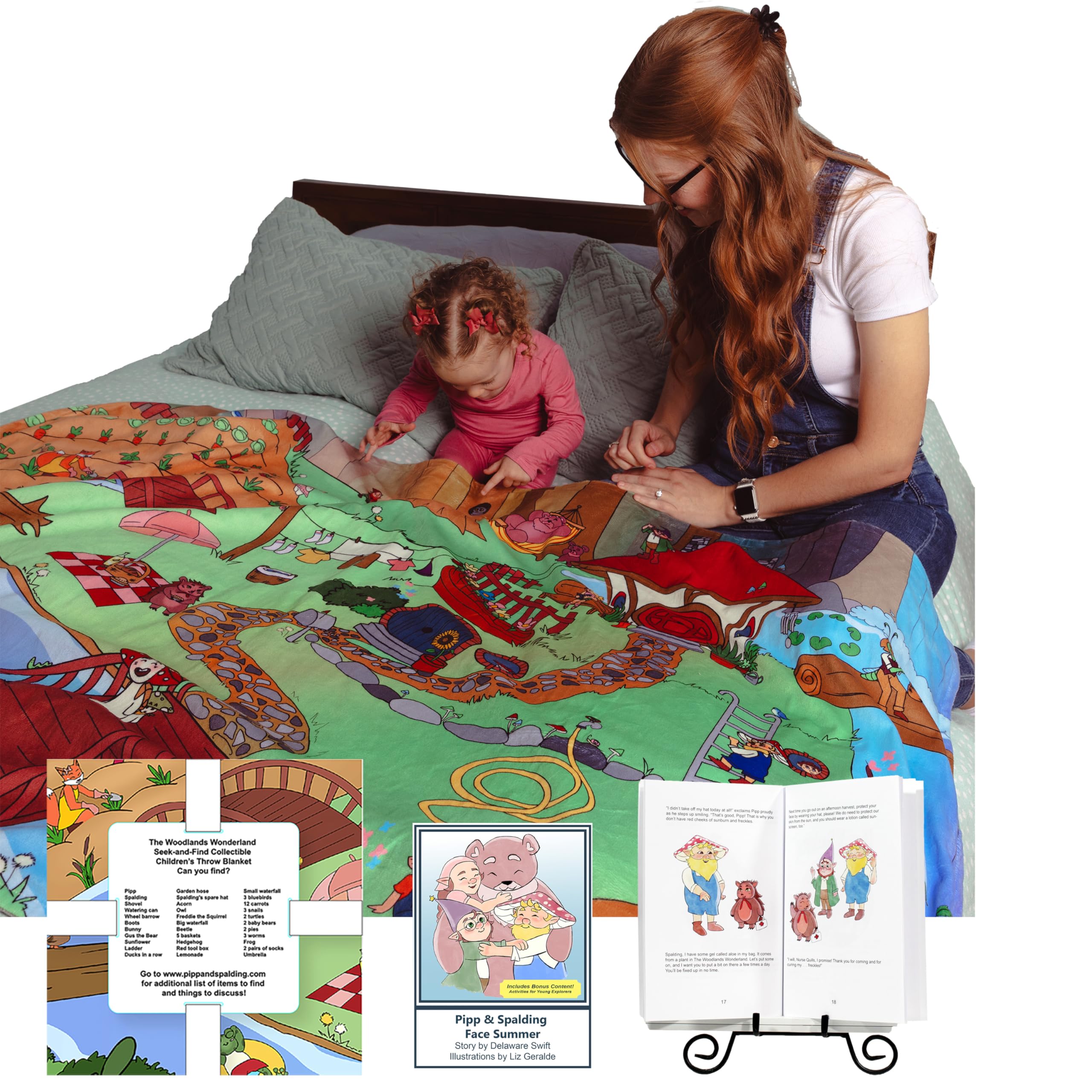 Pipp & Spalding Seek-and-Find Woodland Interactive Blanket, Toddlers and Kids Plus Activity Book, 40
