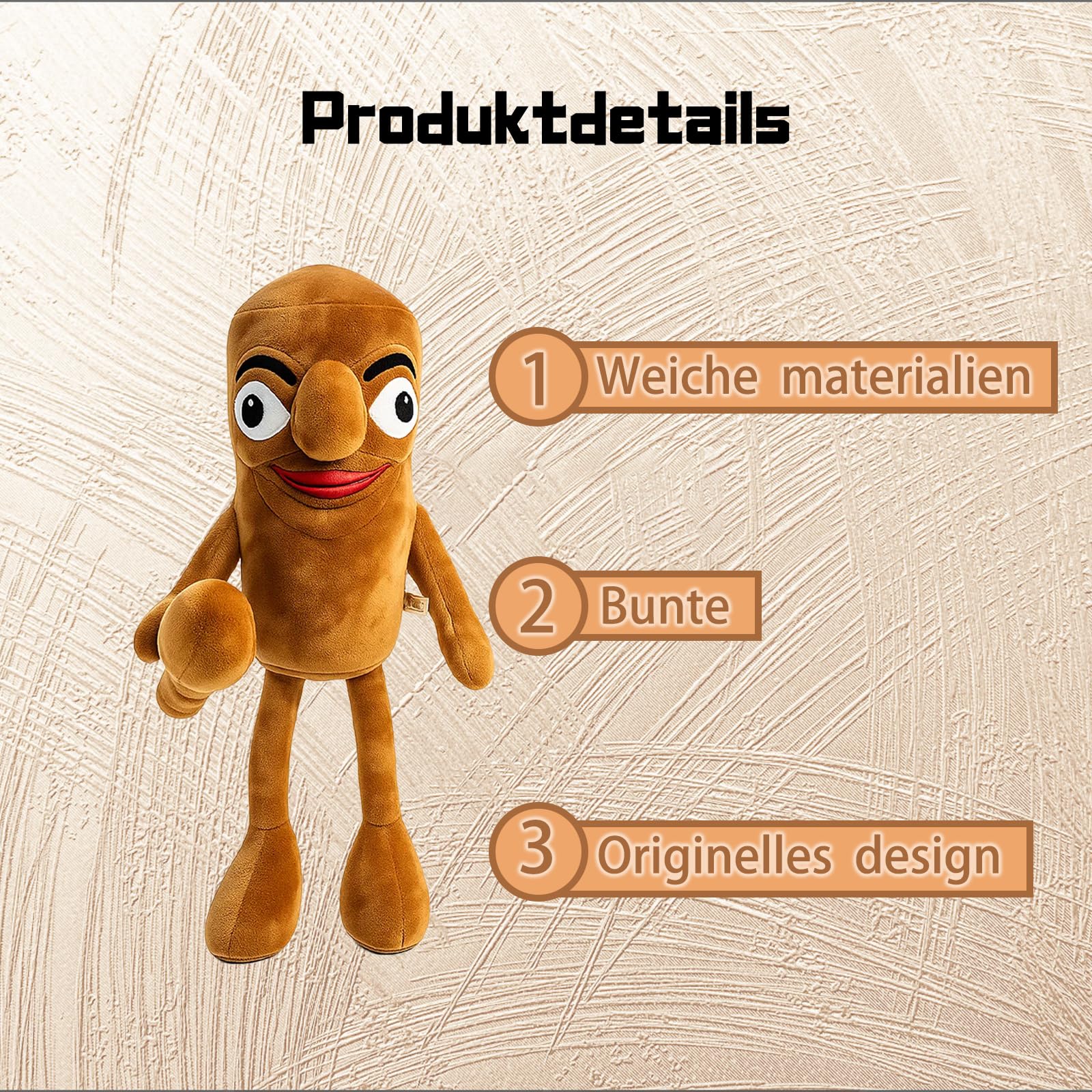 YQOPDEBD Brainrot Kuscheltier, Tung Tung Tung Sahur Figur, Italienische Brainrot Figuren, Weiches Plüschtier Für Zuhause Und Auto, Lustiges Geschenk Für Sammler - 3