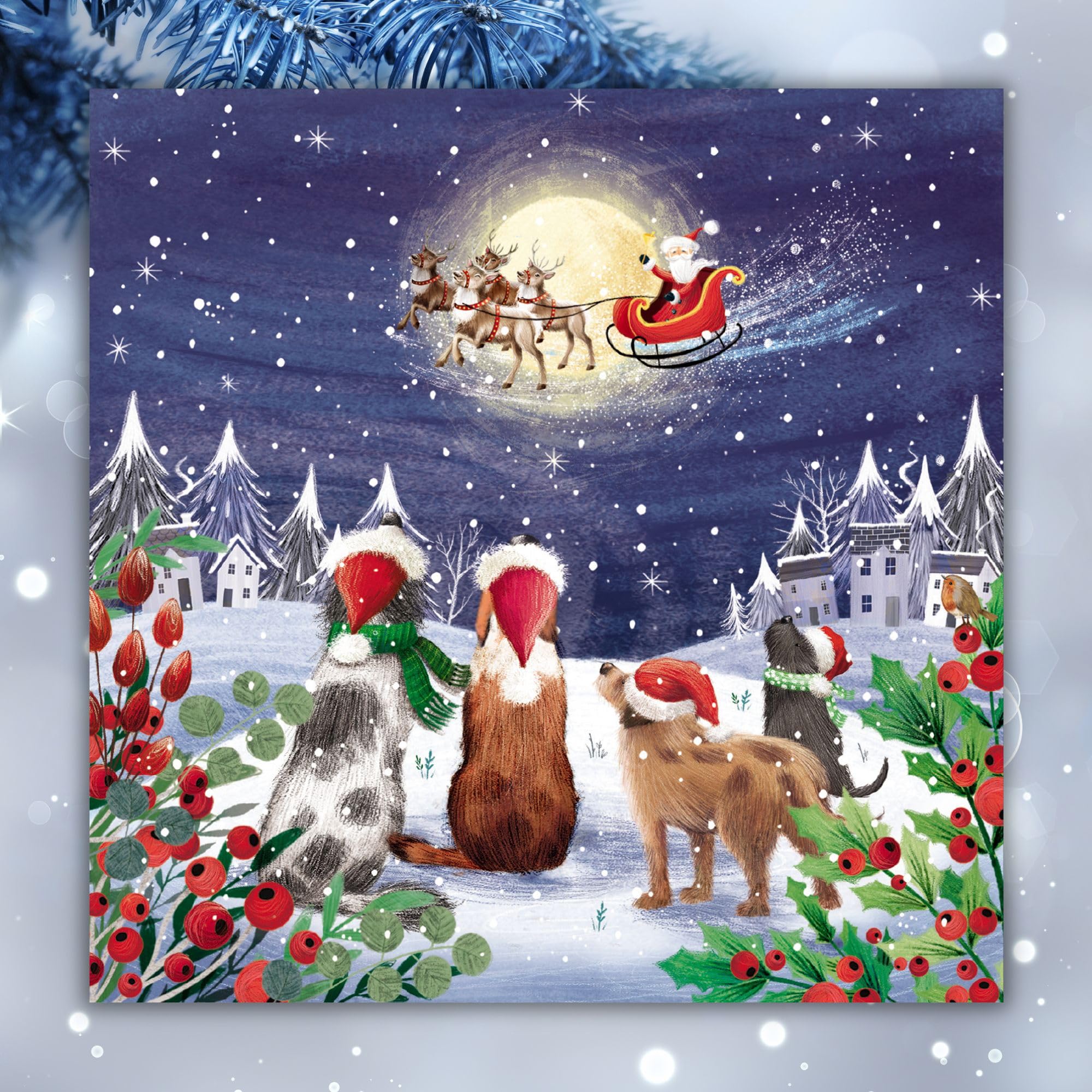 GBCC Charity Christmas Cards Pack of 10, Festive Dogs & Santa, Premium Quality Greeting Cards Multipack with Envelopes - Image 3