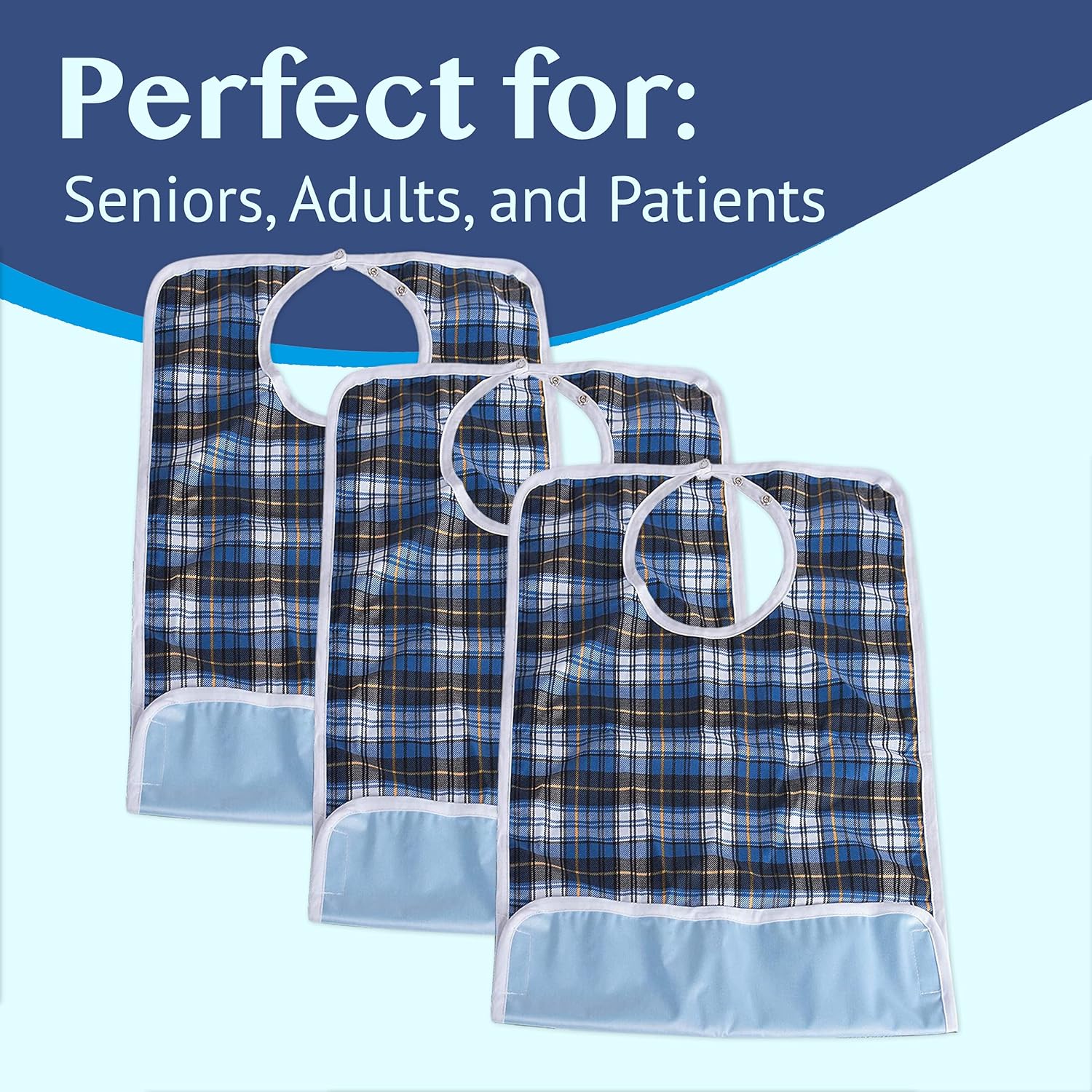 Medokare Adult Bibs for Eating, Washable Clothing Protectors for Women and Men Multicolor