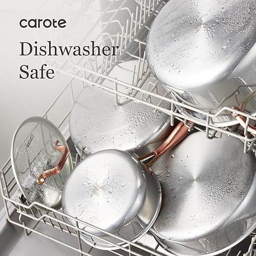 Miniatura 8 de CAROTE Juego de 23 piezas de utensilios de cocina de acero inoxidable de tres capas, juego de ollas y sartenes, juegos de cocina de inducción no