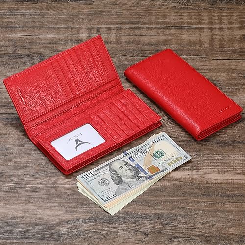 Miniatura 2 de HISCOW Cartera larga plegable con 15 ranuras para tarjetas de crédito piel de becerro italiana Rojo