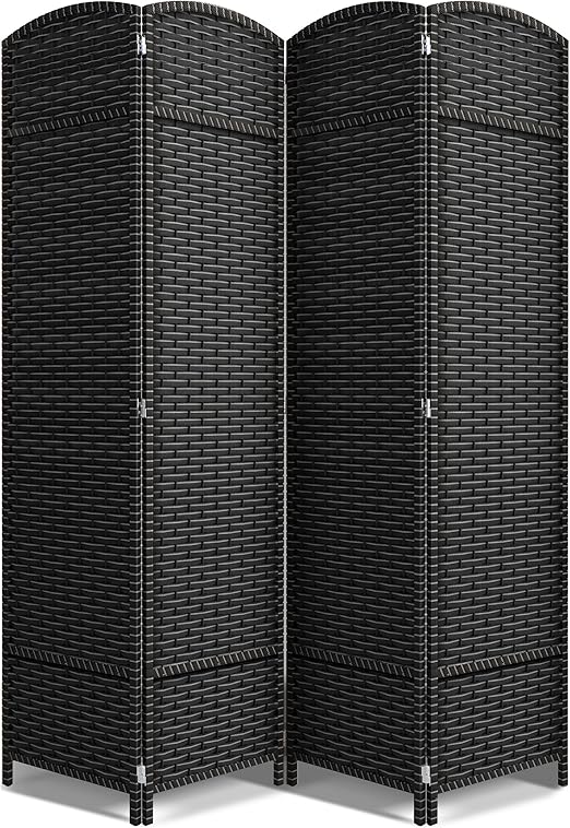 Sorbus 4 Panel Room Divider 6 ft. Tall - Privacy Screen, Extra Wide Double Hinged Panels, Mesh Hand-Woven Design, Partition Room Dividers and Folding Privacy Screens, Wall Divider for Room Separation