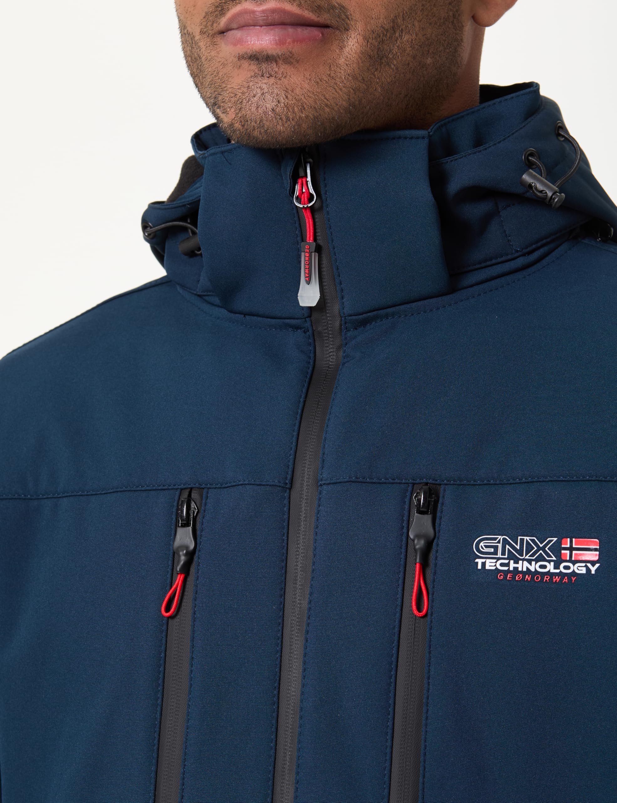 Geographical Norway Timmex Men - Kurtki softshell dla mężczyzn wodoodporne outdoorowe z kapturem UK - wiatroszczelne płaszcze przeciwdeszczowe męskie - aktywności piesze wycieczki narciarstwo jesień