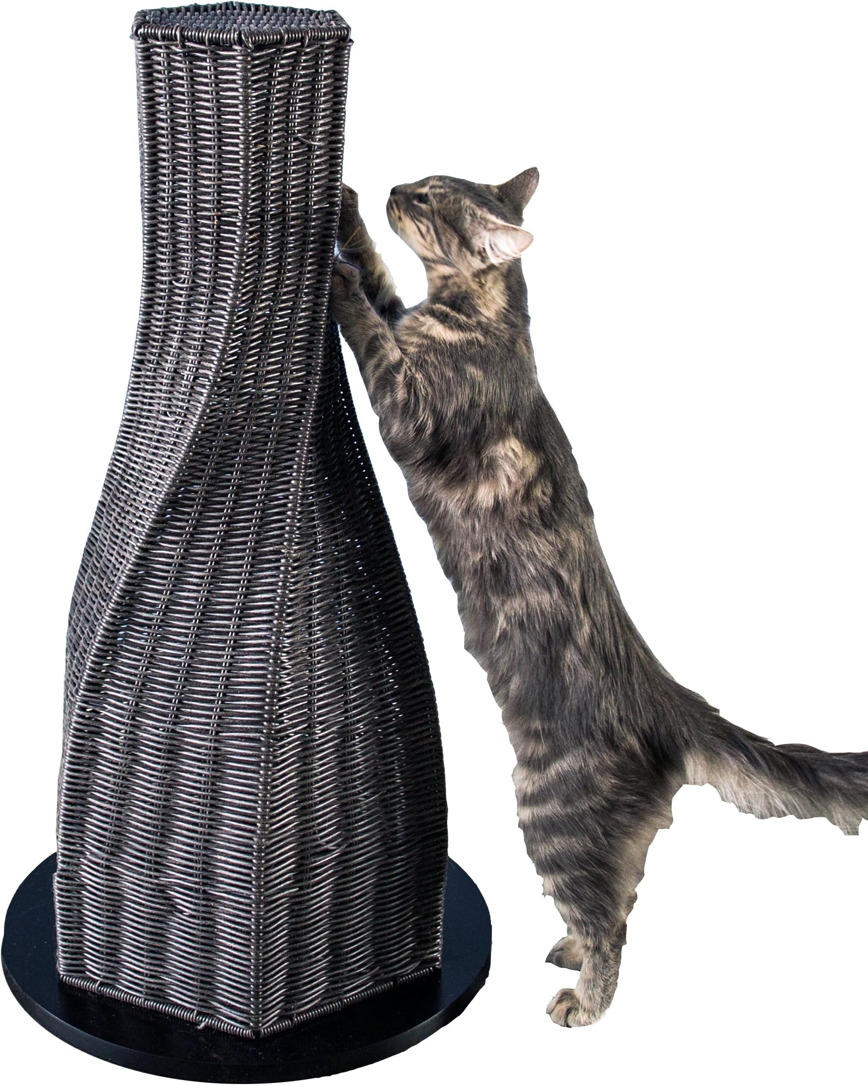 The Refined Feline Everlasting Cat Claw Scratcher, Durable Poly Rattan Tall Cat Scratching Post, Furniture for Cats and Kitten